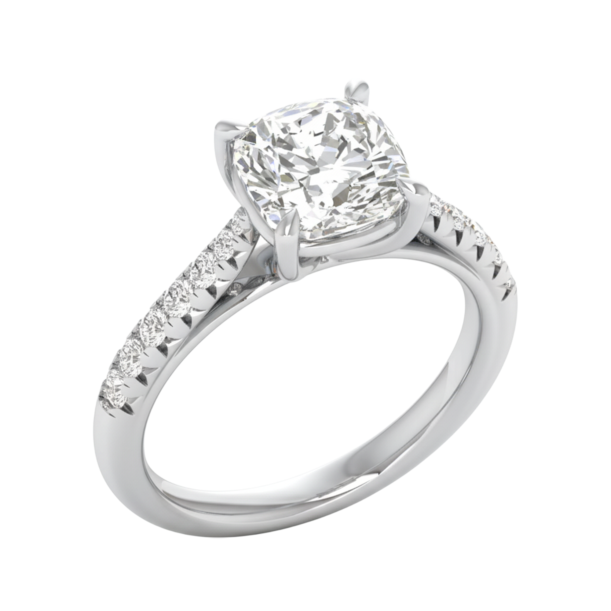 Louisa Diamanten Solitaire Pavé Ring Cushion - 0.7ct tot 3.1ct
