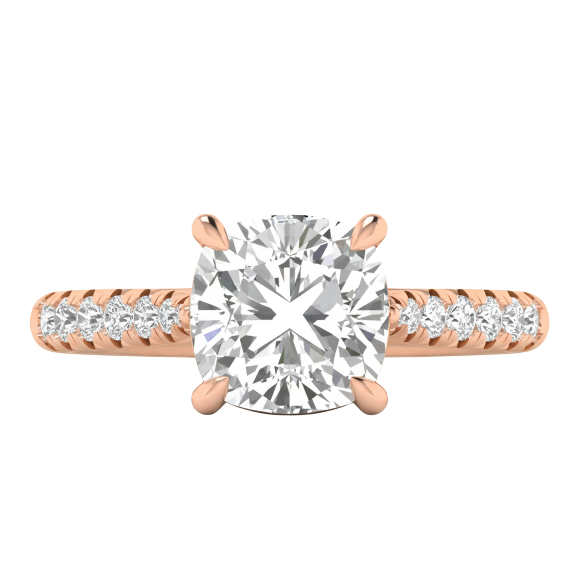 Louisa Diamanten Solitaire Pavé Ring Cushion - 0.7ct tot 3.1ct