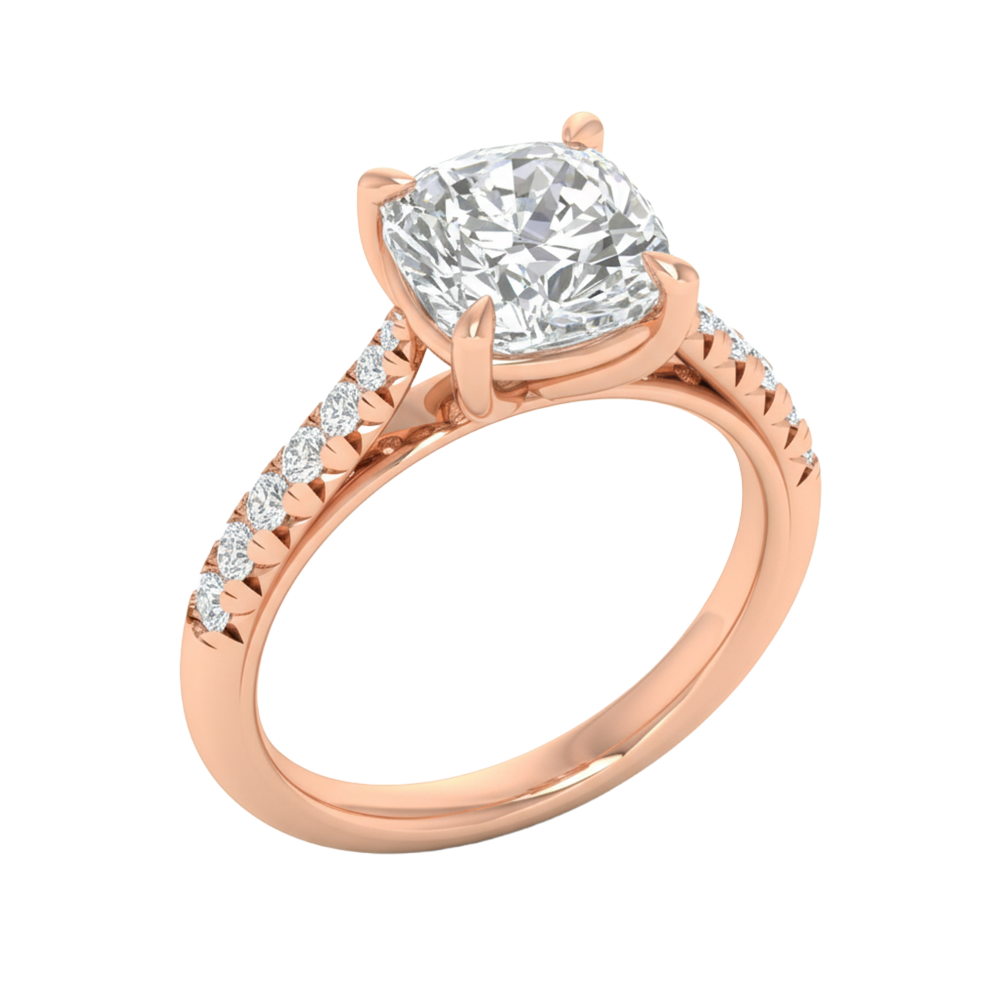 Louisa Diamanten Solitaire Pavé Ring Cushion - 0.7ct tot 3.1ct