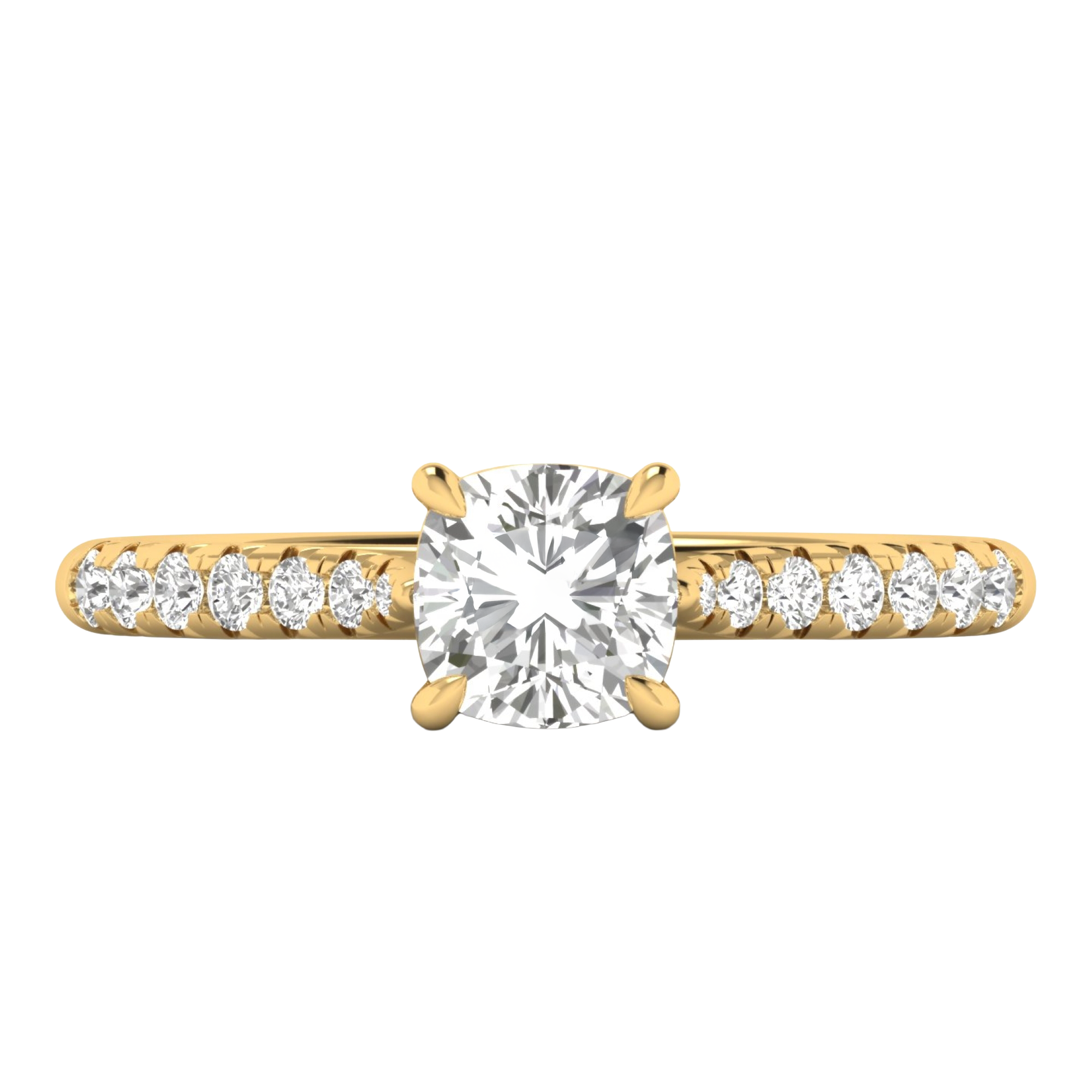 Louisa Diamanten Solitaire Pavé Ring Cushion - 0.7ct tot 3.1ct