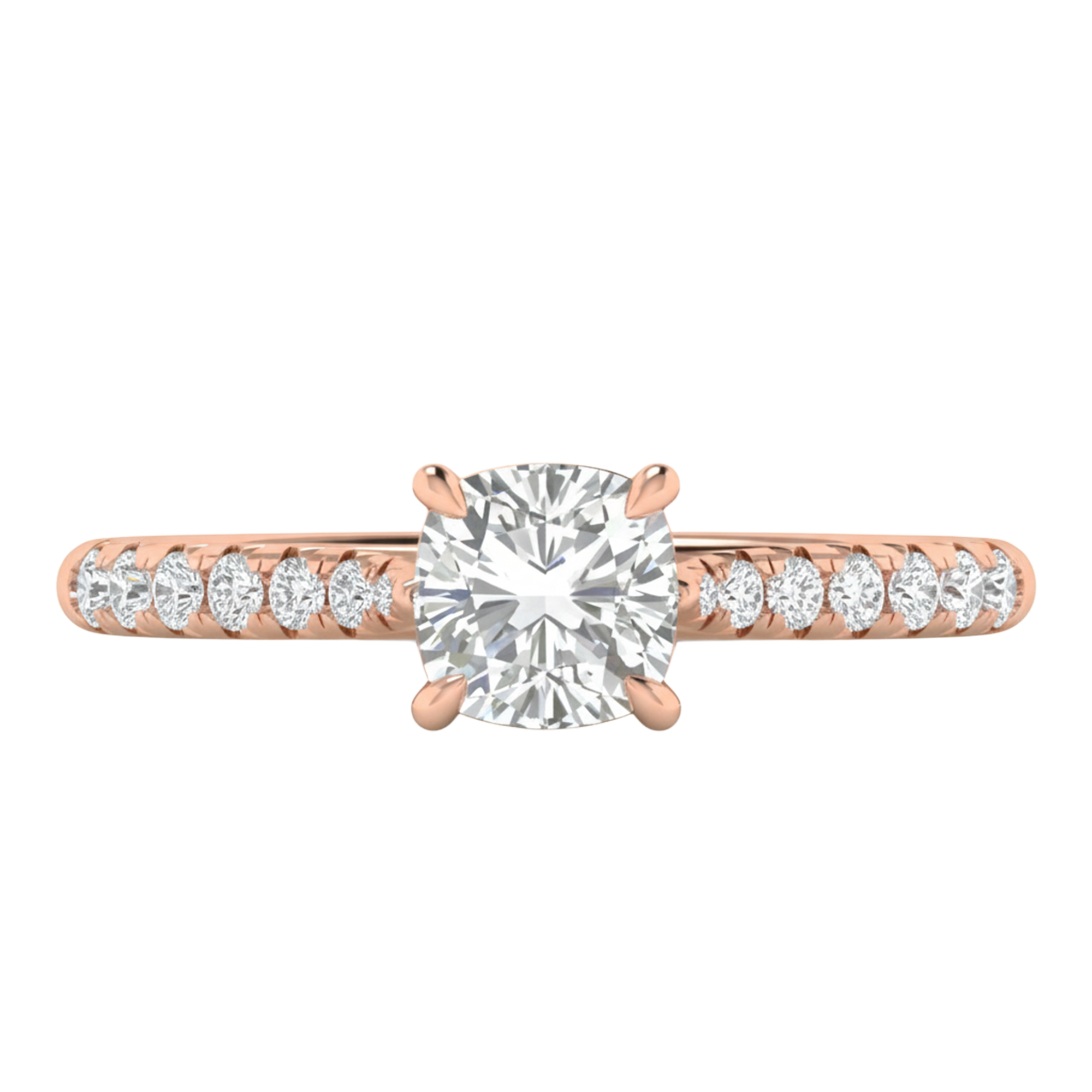 Louisa Diamanten Solitaire Pavé Ring Cushion - 0.7ct tot 3.1ct