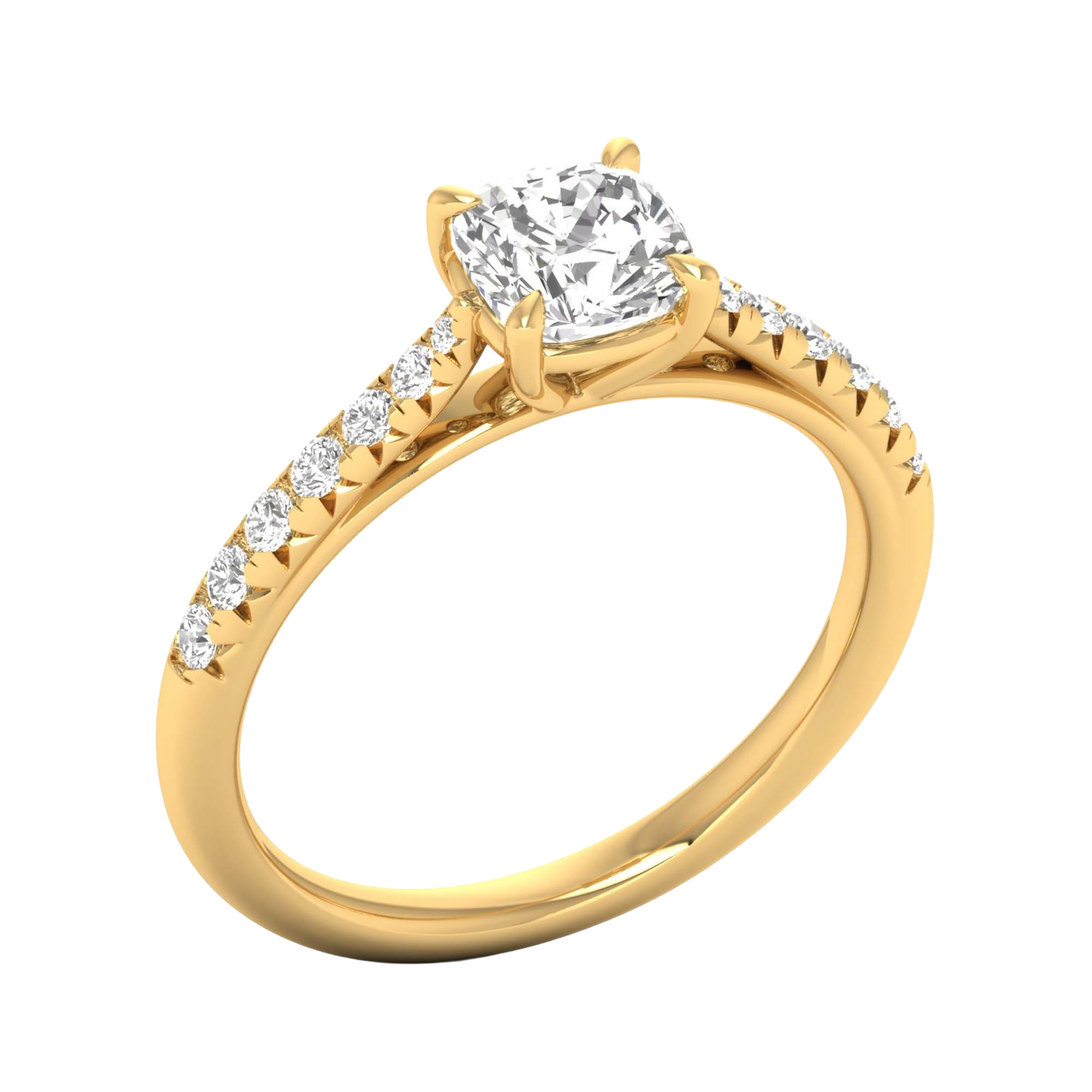 Louisa Diamanten Solitaire Pavé Ring Cushion - 0.7ct tot 3.1ct