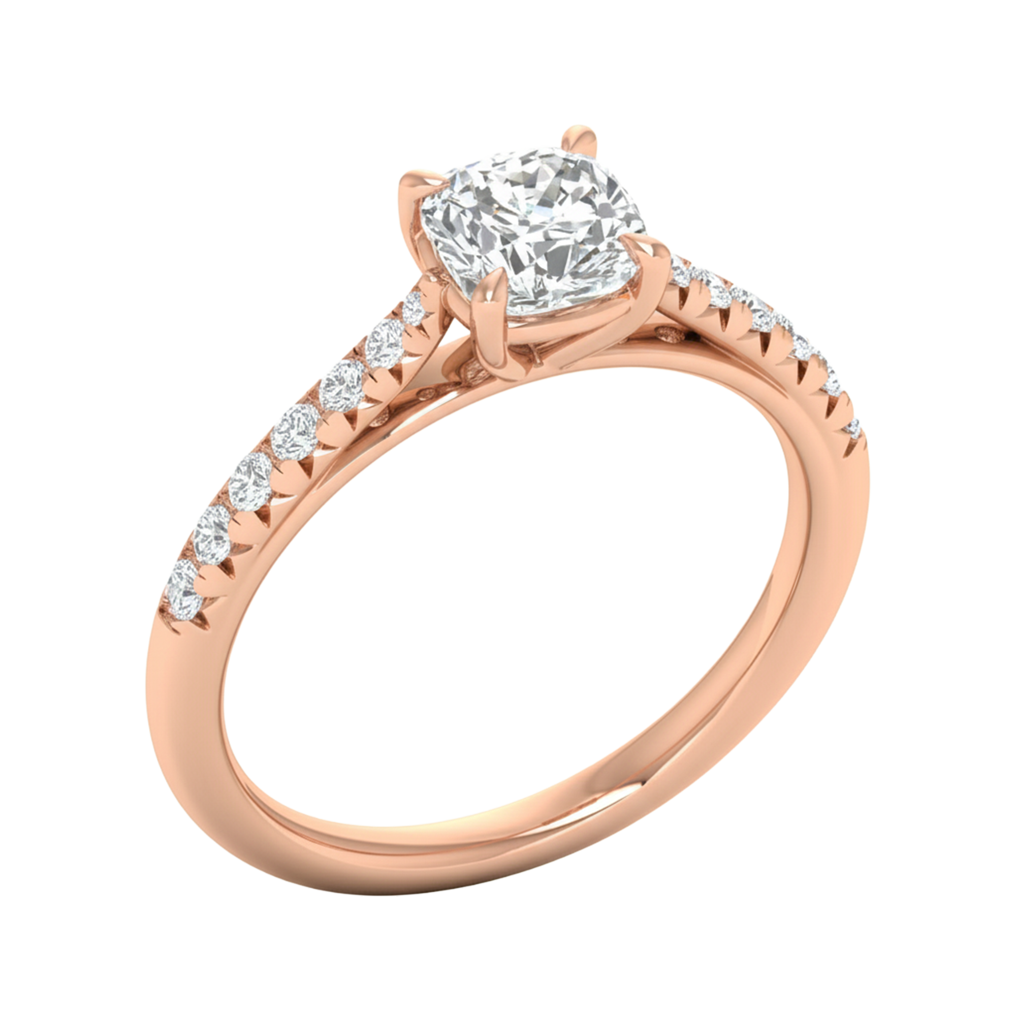Louisa Diamanten Solitaire Pavé Ring Cushion - 0.7ct tot 3.1ct