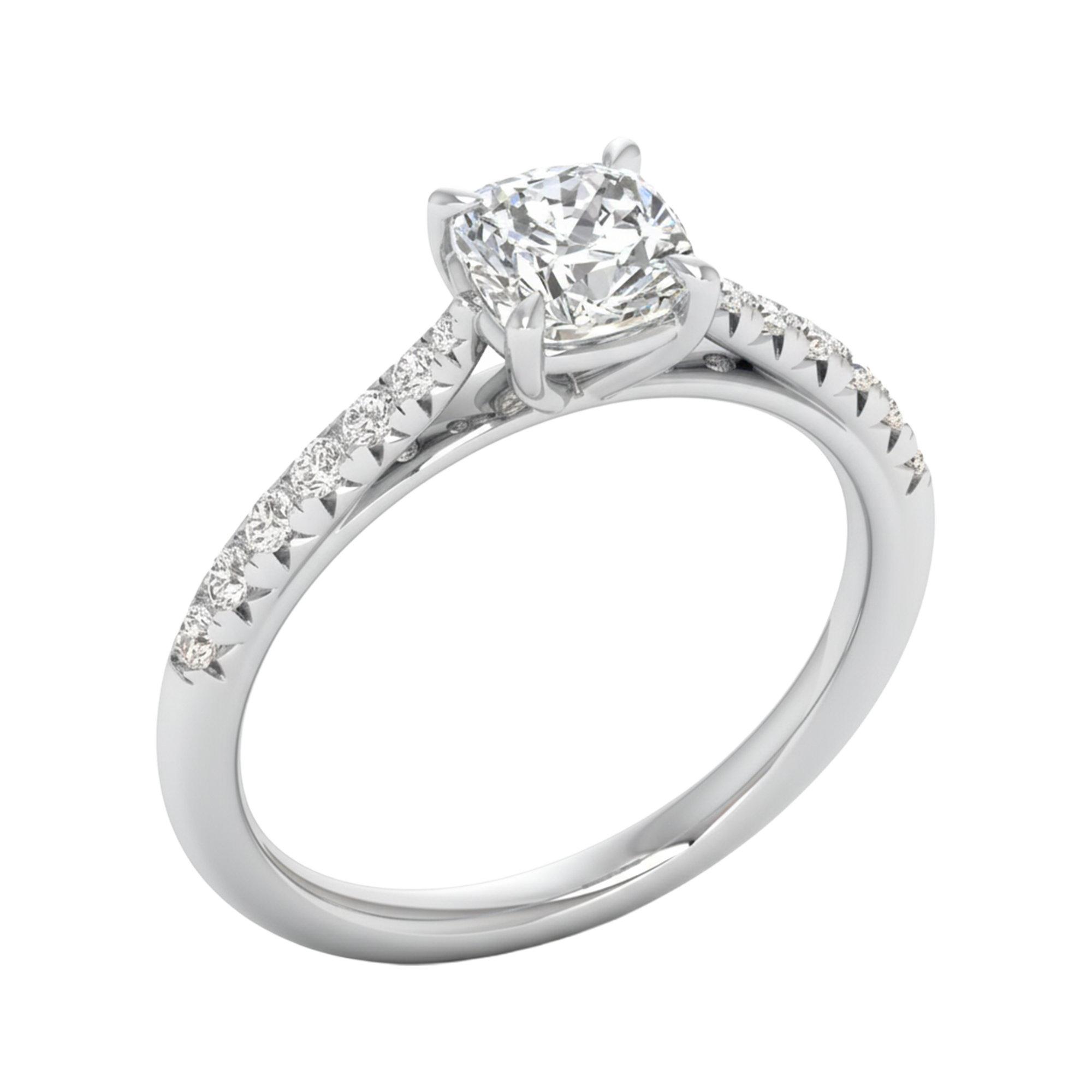 Louisa Diamanten Solitaire Pavé Ring Cushion - 0.7ct tot 3.1ct