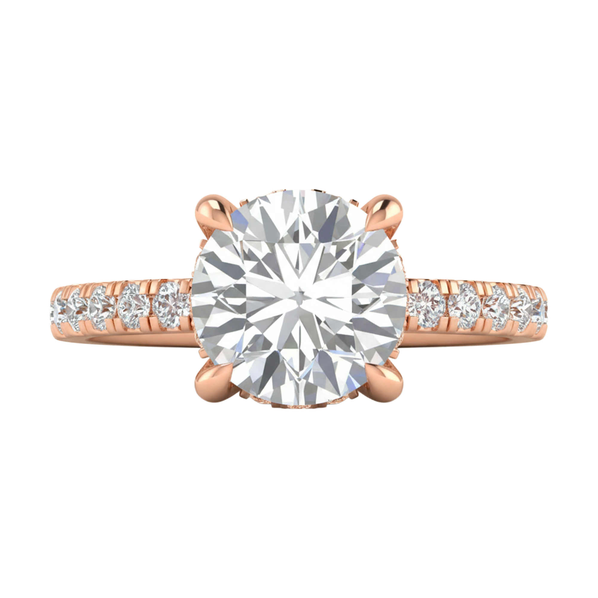 3,11 karaat ronde solitaire pave ring met hidden halo