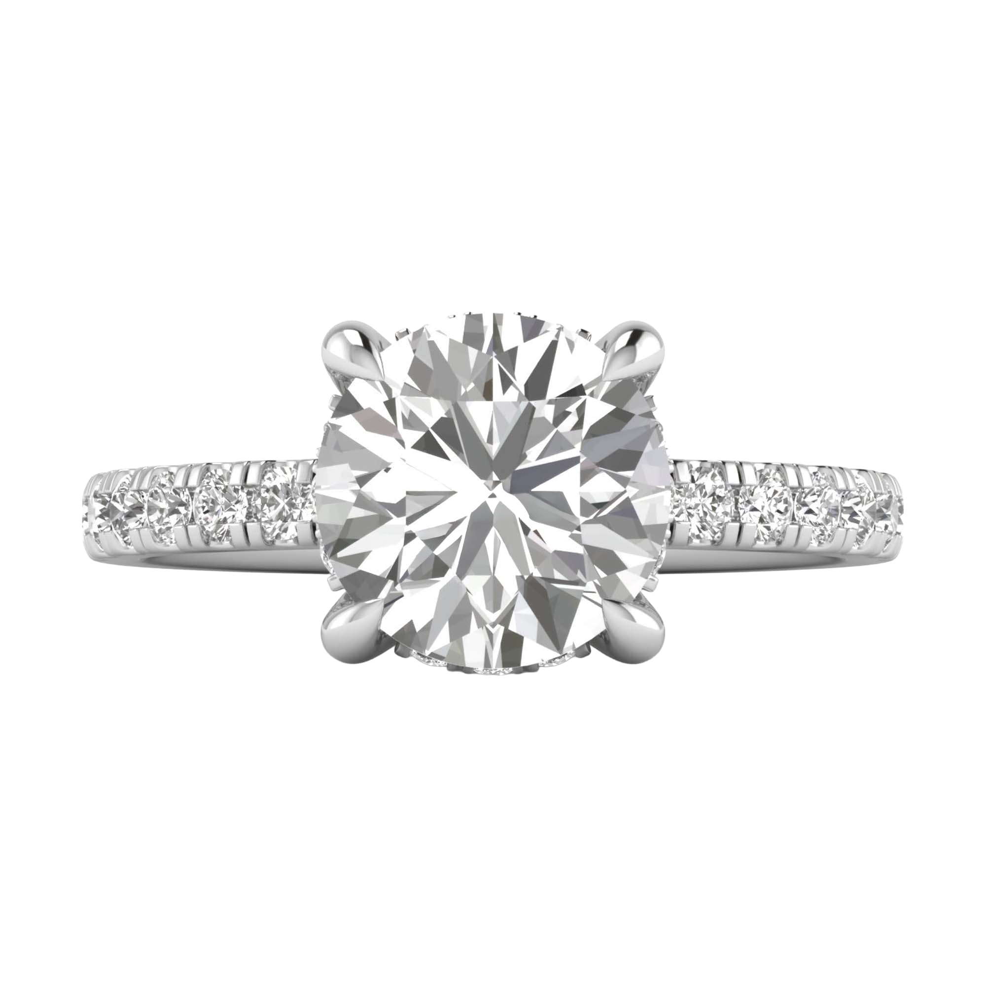 3,11 karaat ronde solitaire pave ring met hidden halo
