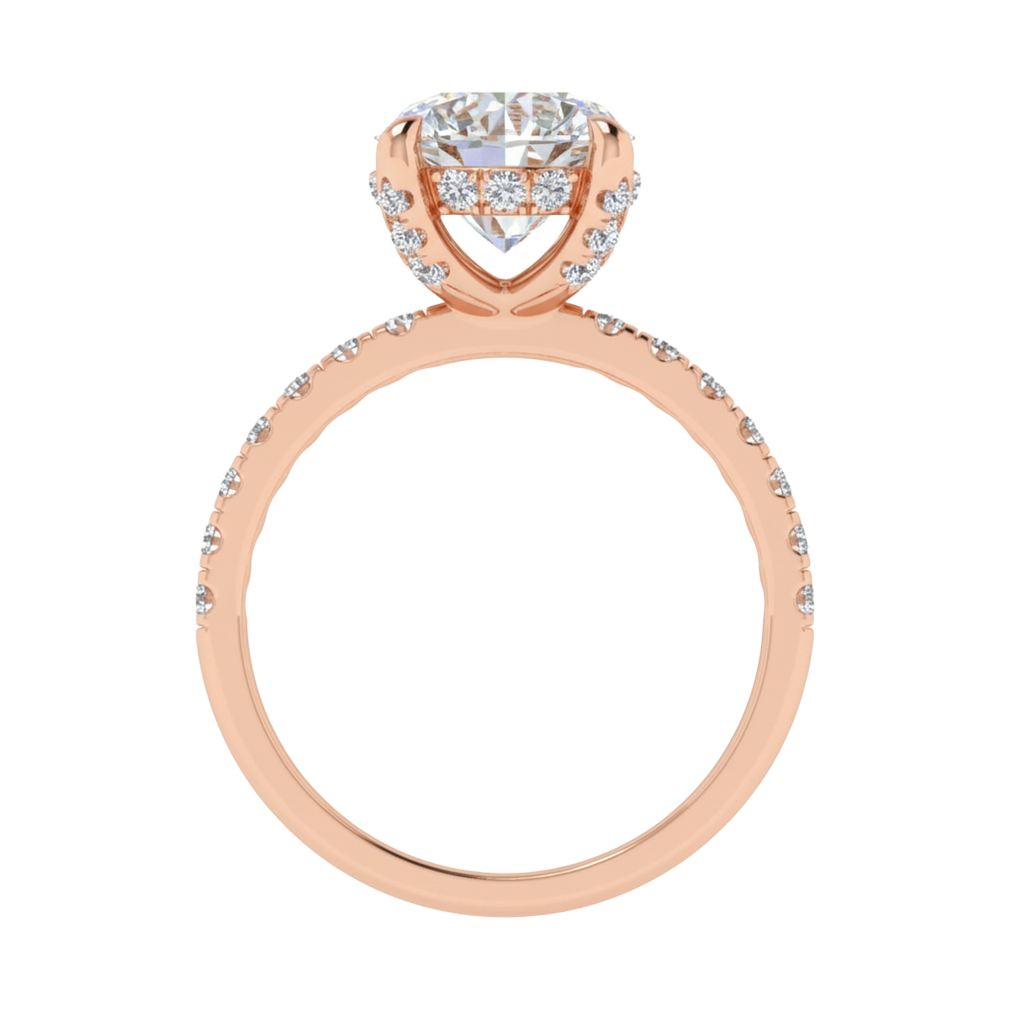 3,11 karaat ronde solitaire pave ring met hidden halo