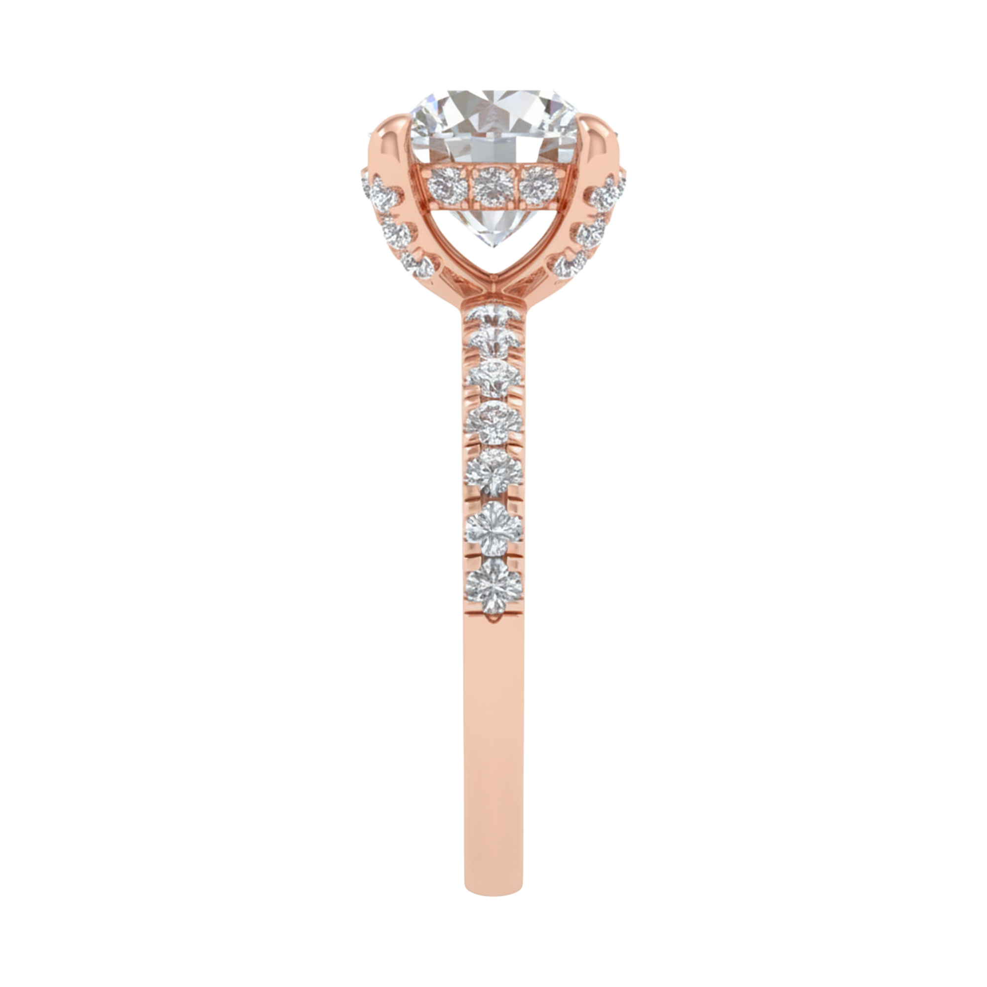 3,11 karaat ronde solitaire pave ring met hidden halo