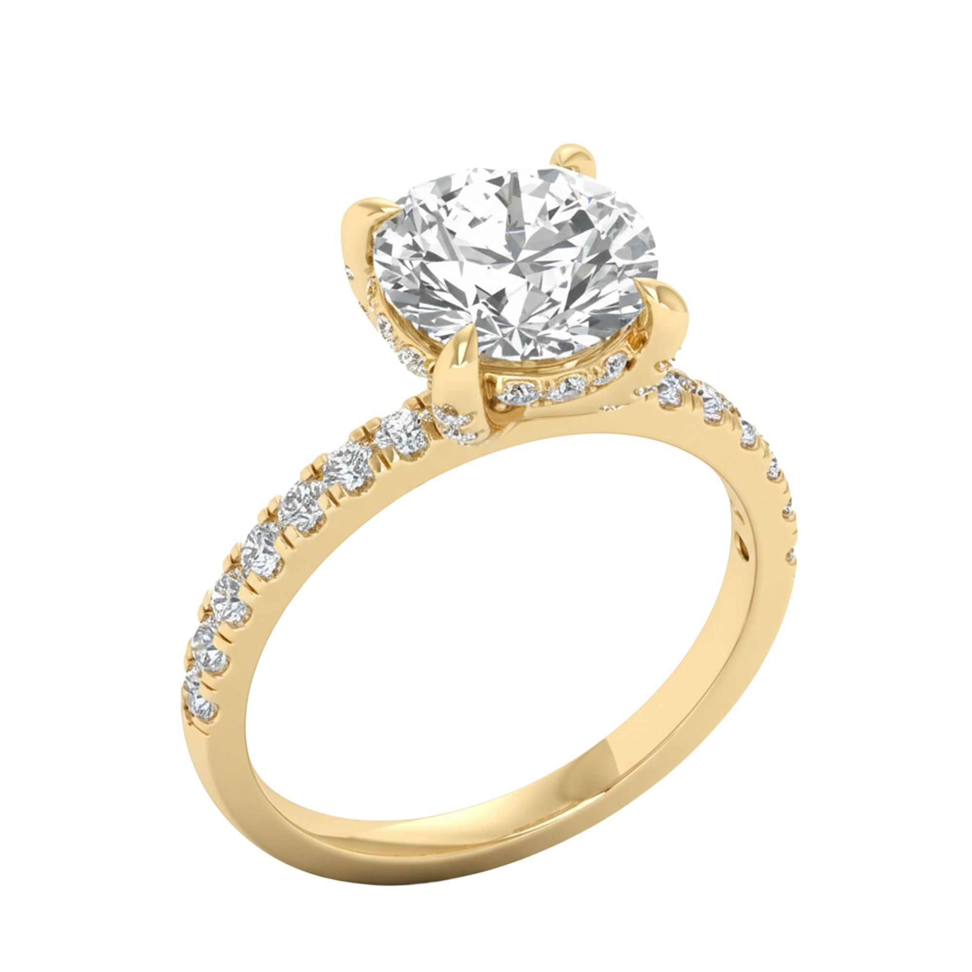 3,11 karaat ronde solitaire pave ring met hidden halo