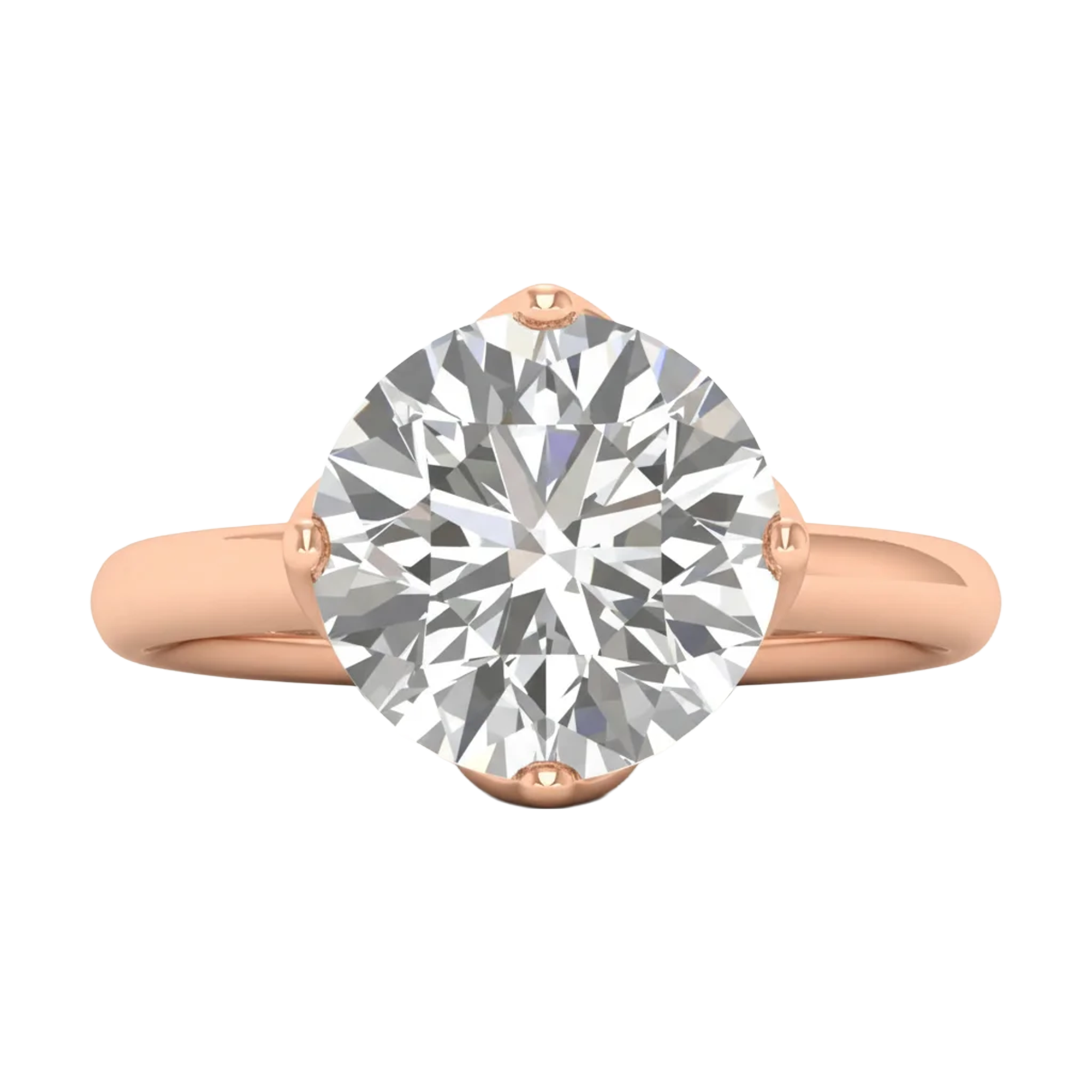 Solitaire Ring met Ruitvormige Pootjes en Grote Diamant 3,7 karaat