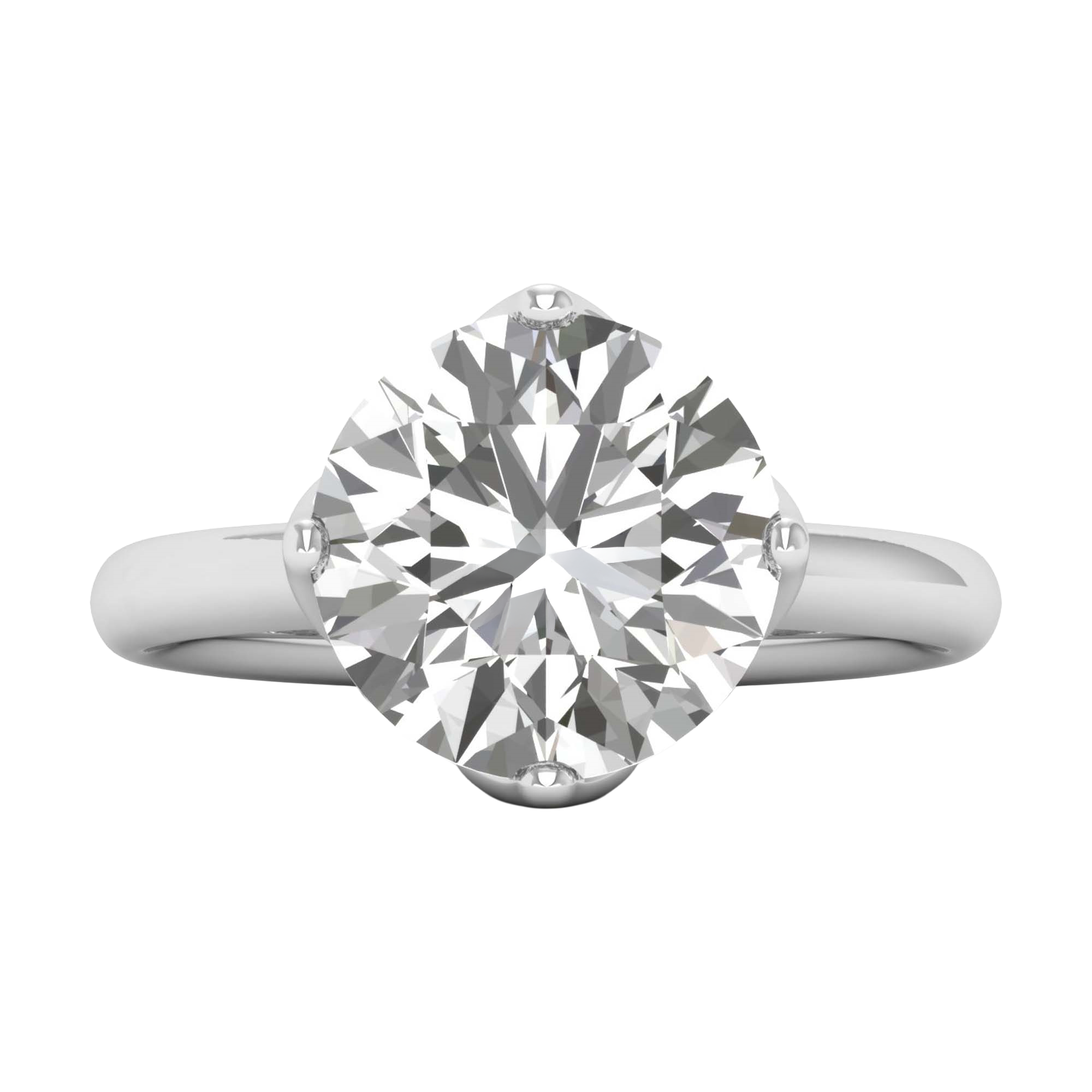 Solitaire Ring met Ruitvormige Pootjes en Grote Diamant 3,7 karaat