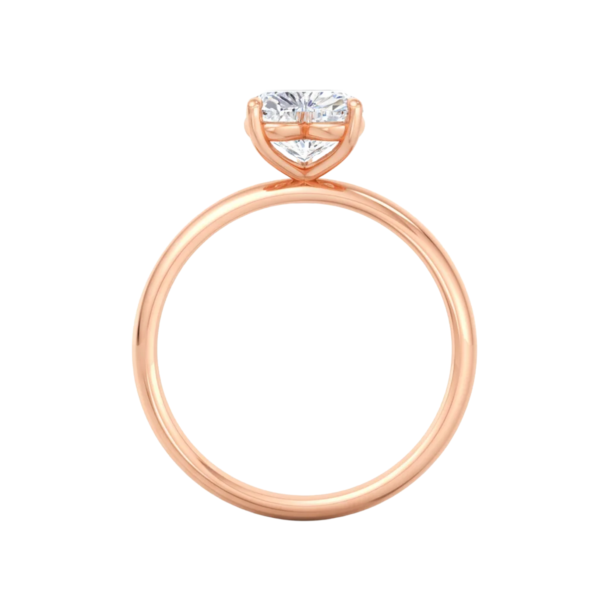 Solitaire hart vormige diamant met ronde band 2 karaat