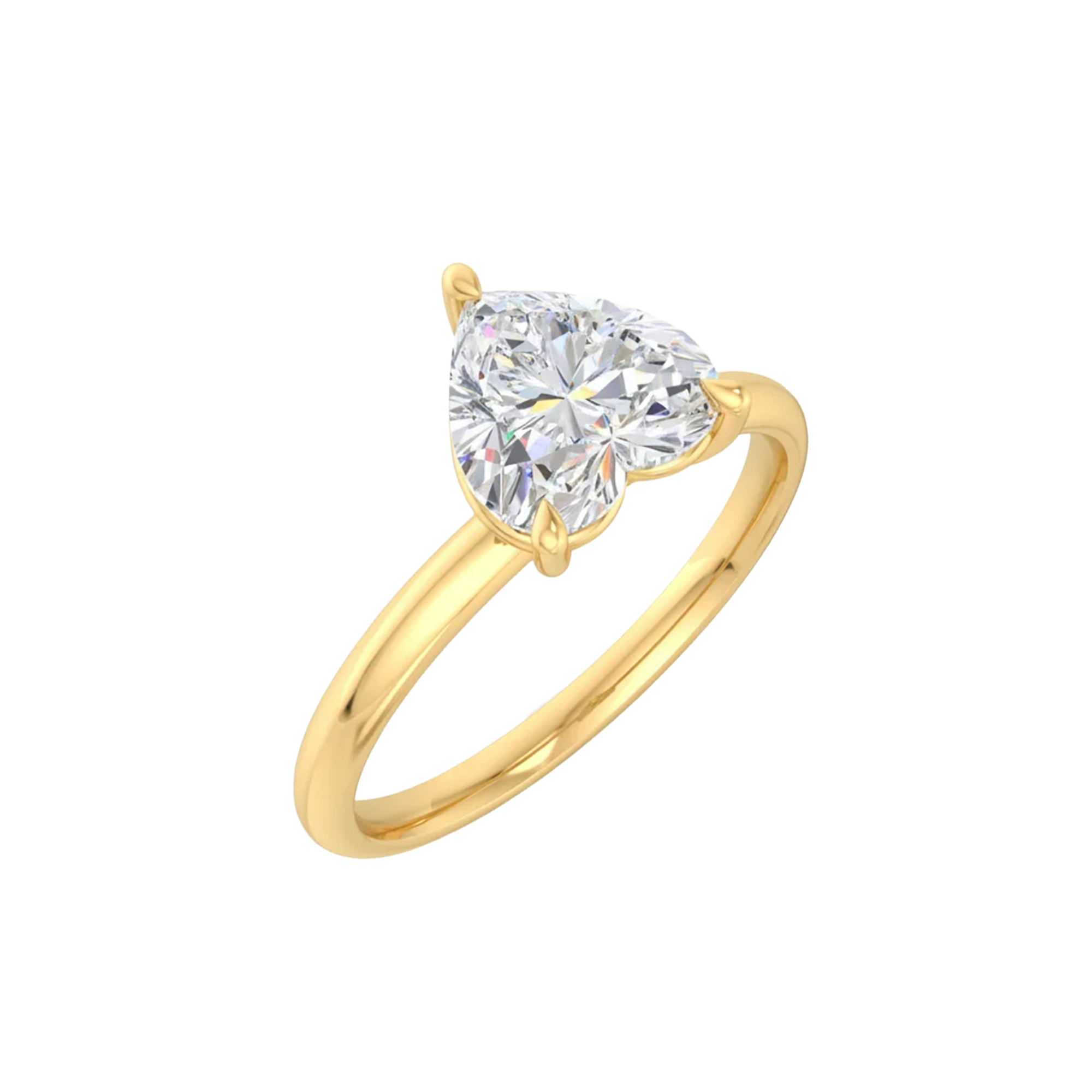 Solitaire hart vormige diamant met ronde band 2 karaat