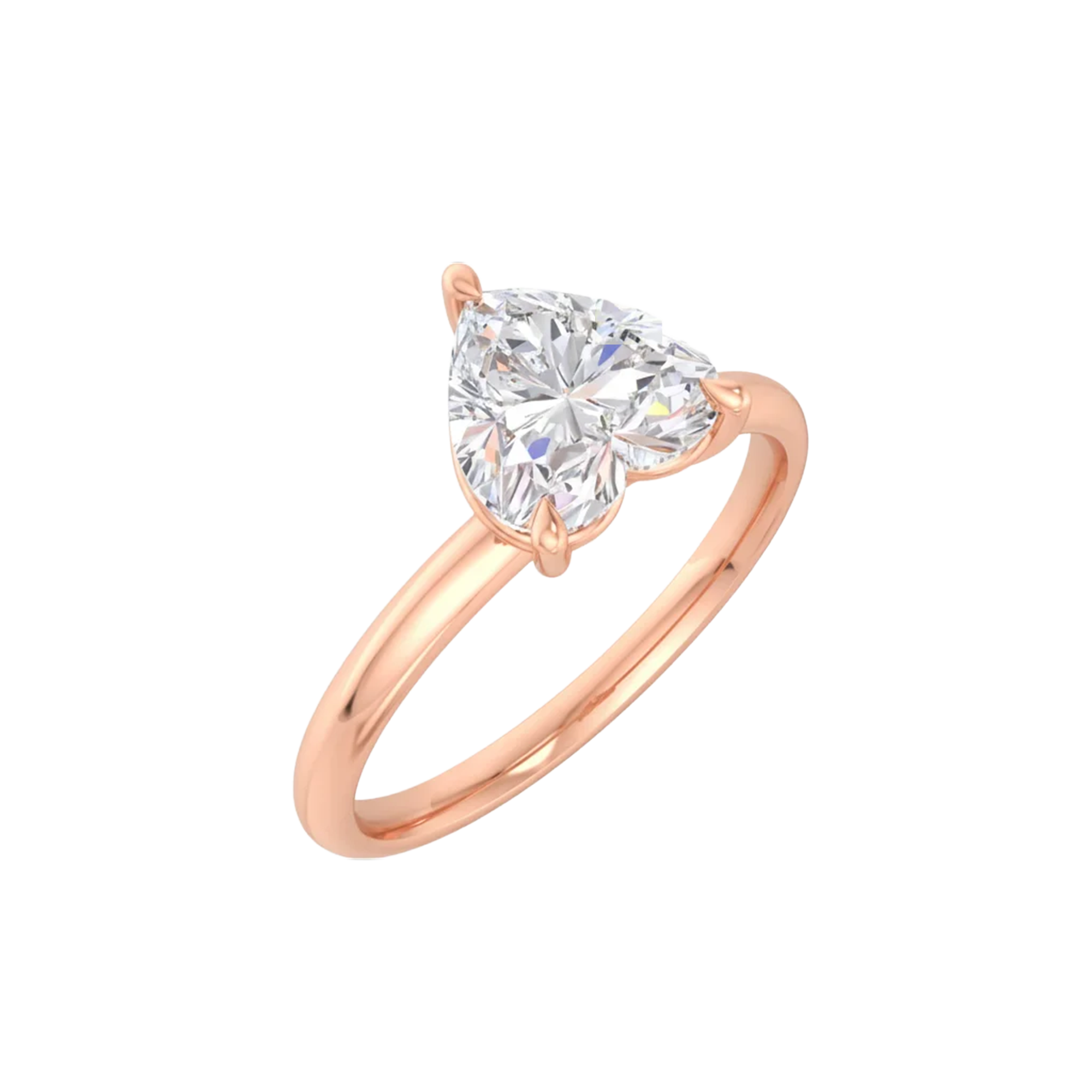 Solitaire hart vormige diamant met ronde band 2 karaat