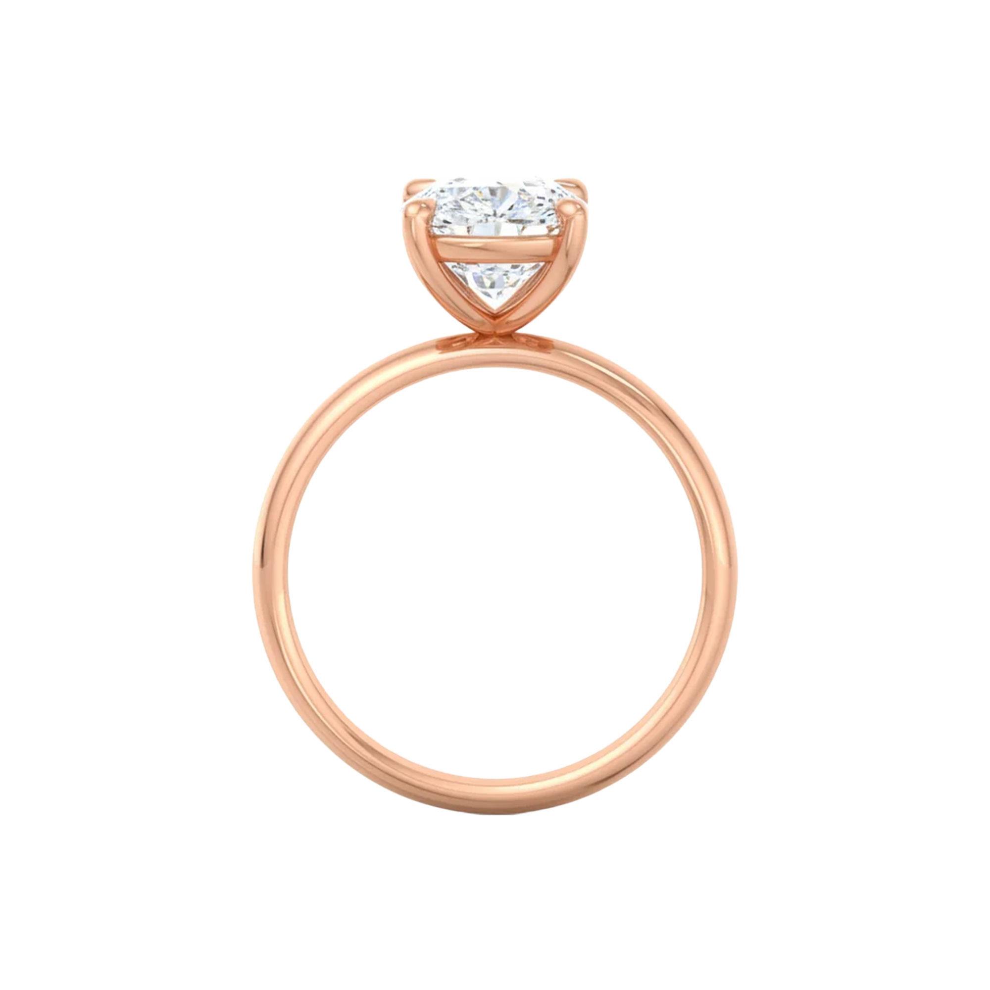 Solitaire ring met cushion cut diamant en ronde band 3 karaat