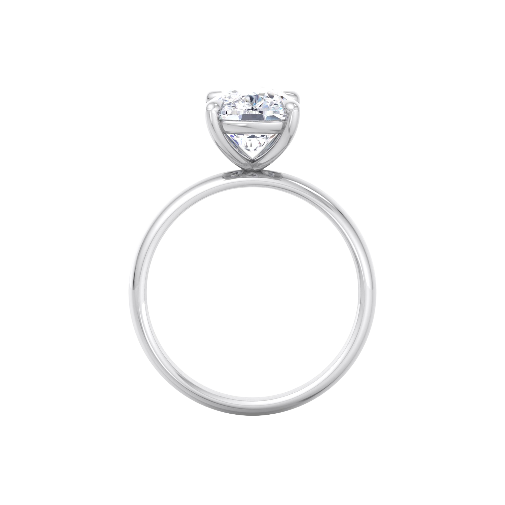 Solitaire ring met cushion cut diamant en ronde band 3 karaat