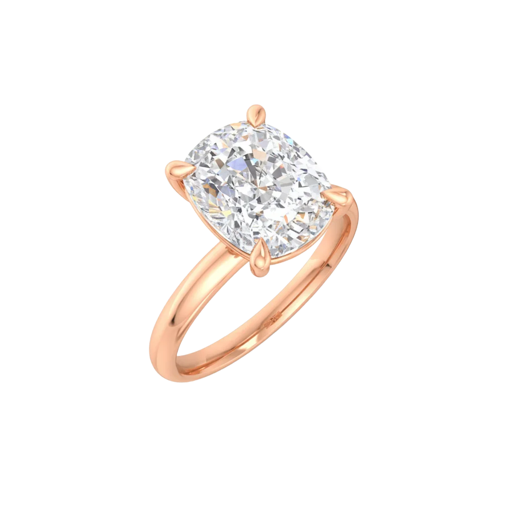 Solitaire ring met cushion cut diamant en ronde band 3 karaat