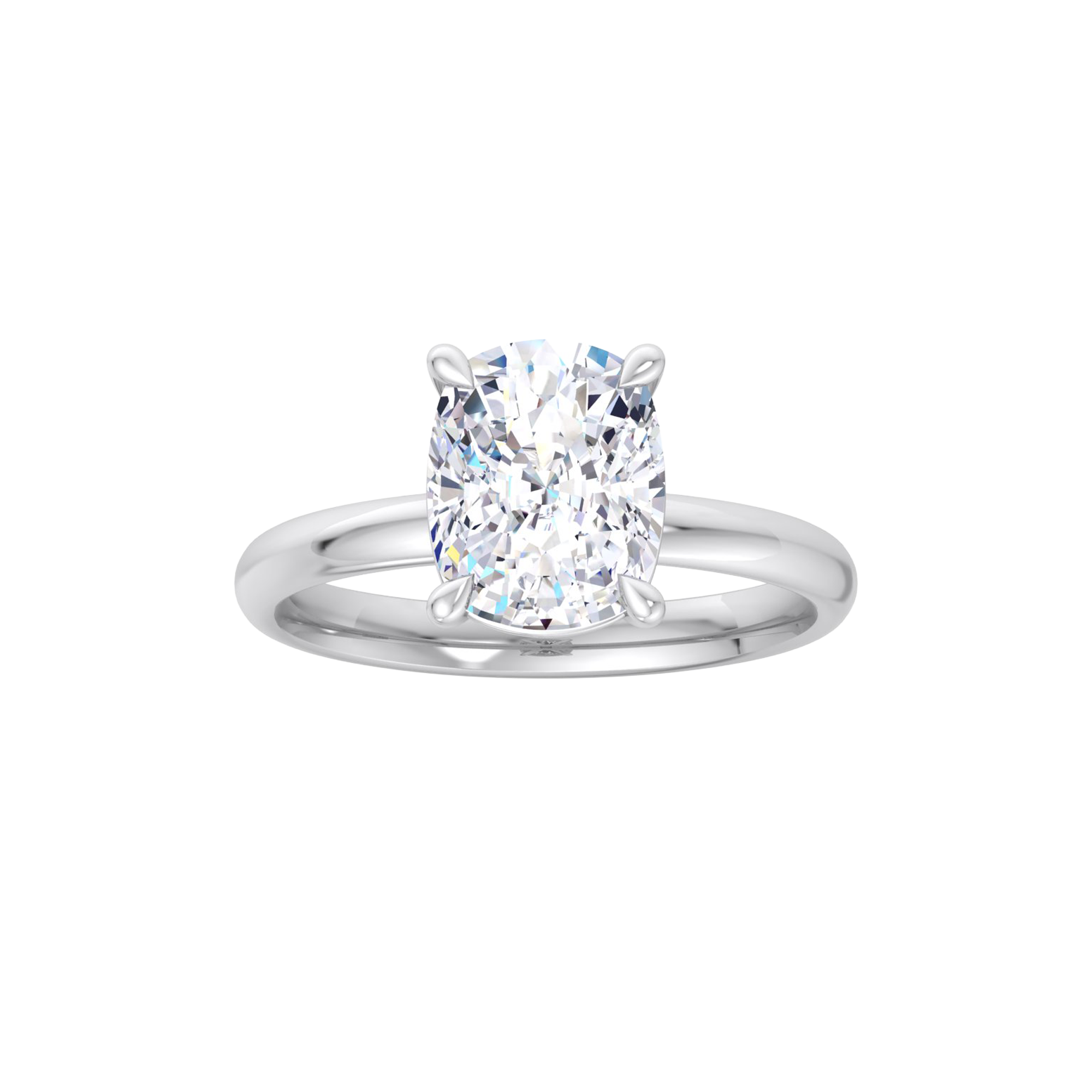 Solitaire ring met cushion cut diamant en ronde band 3 karaat