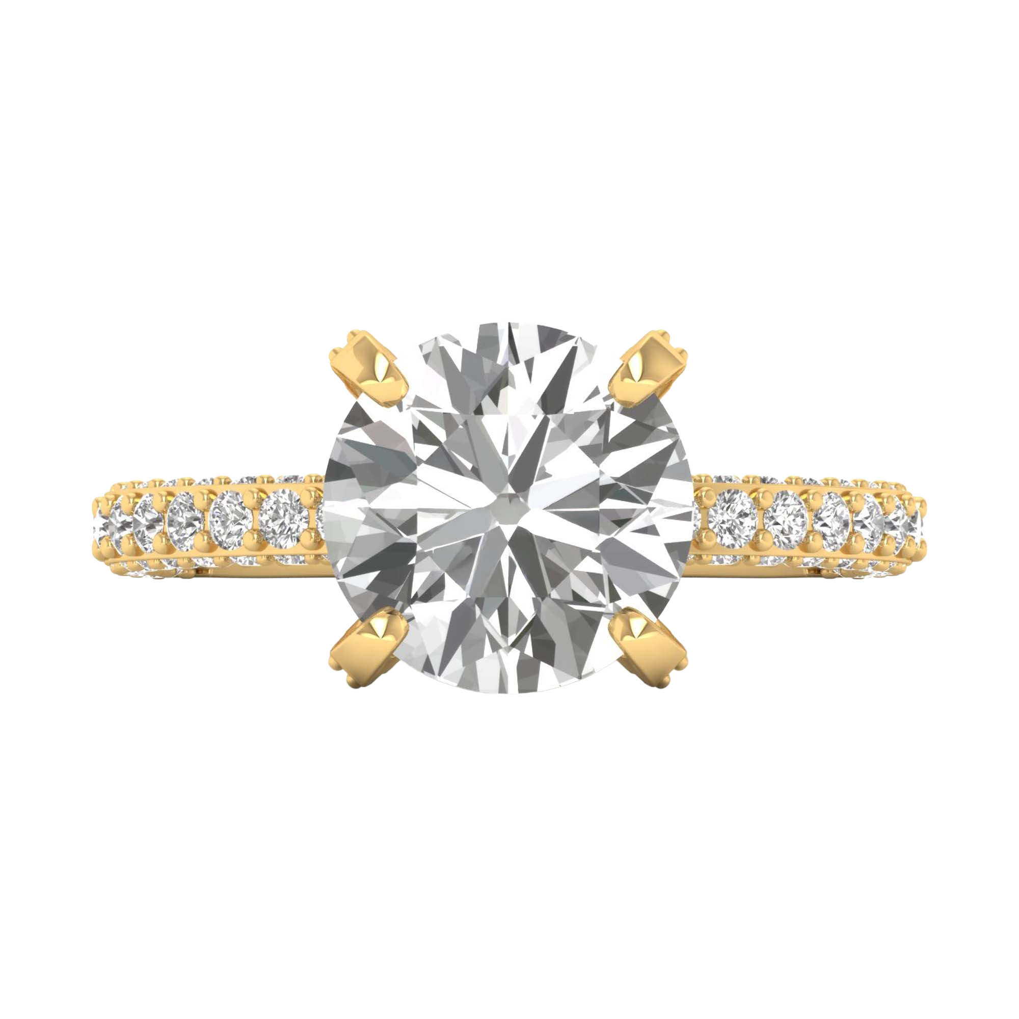 3,9 karaat solitaire pave ring met ronde diamanten op de hoge kroon