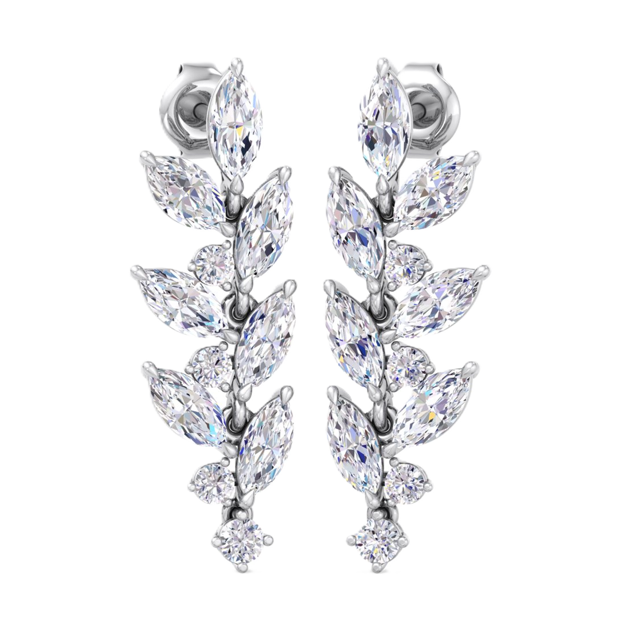 Oorbellen van 3.5 karaat met hoofdsteen in vorm Markies van 0,214285 karaat - 064