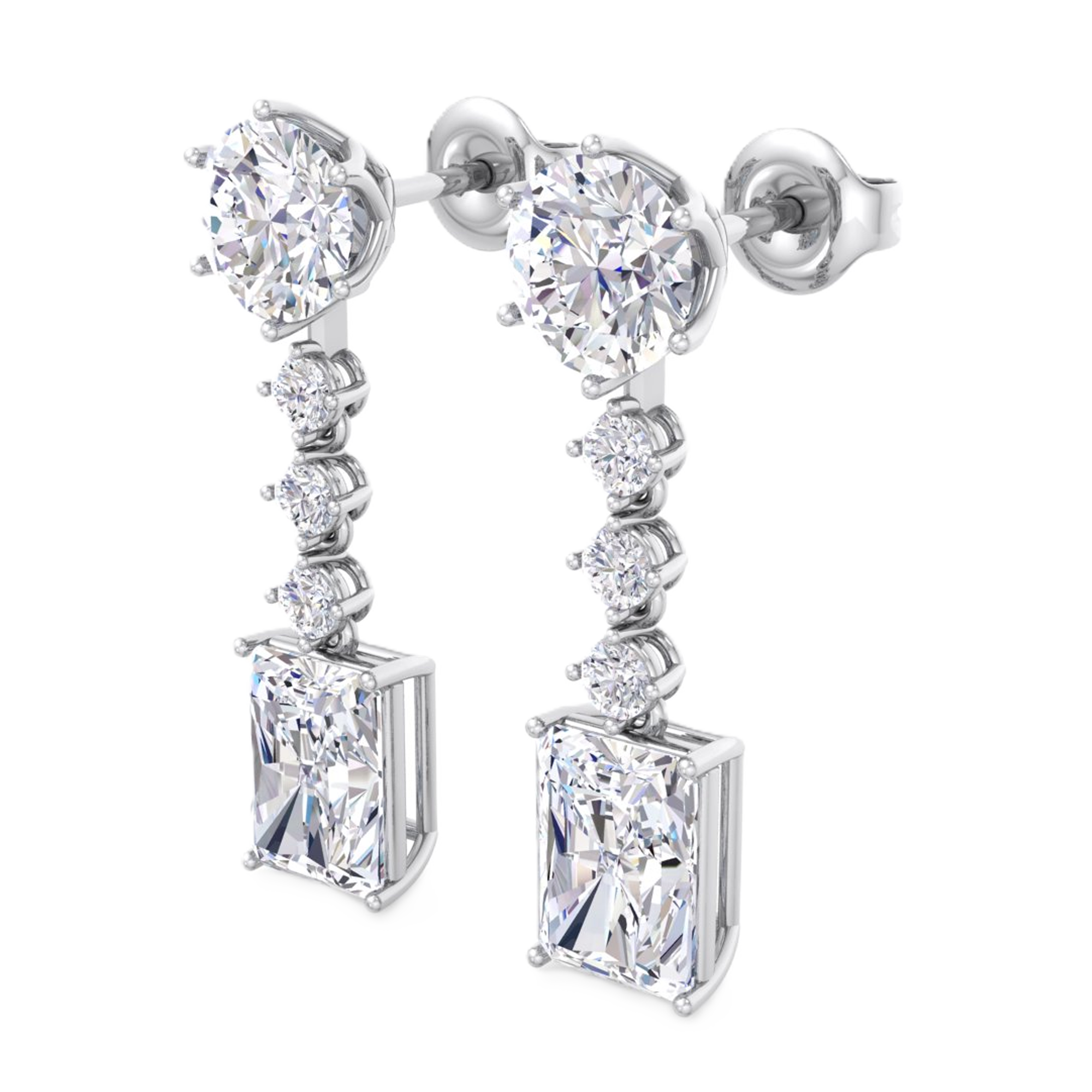 Oorbellen van 16.11 karaat met hoofdsteen in vorm Emerald van 5,07 karaat - 53A