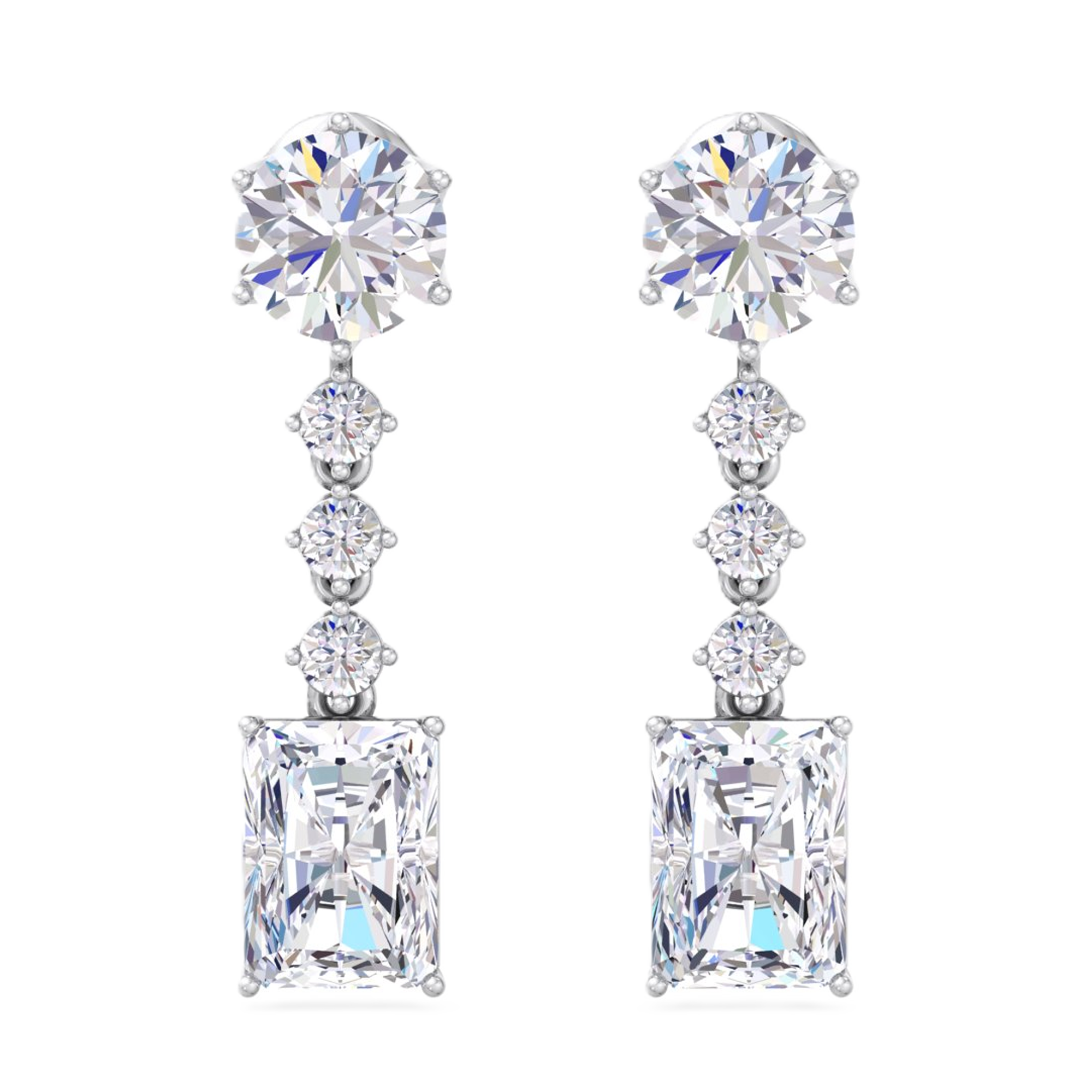 Oorbellen van 16.11 karaat met hoofdsteen in vorm Emerald van 5,07 karaat - 53A