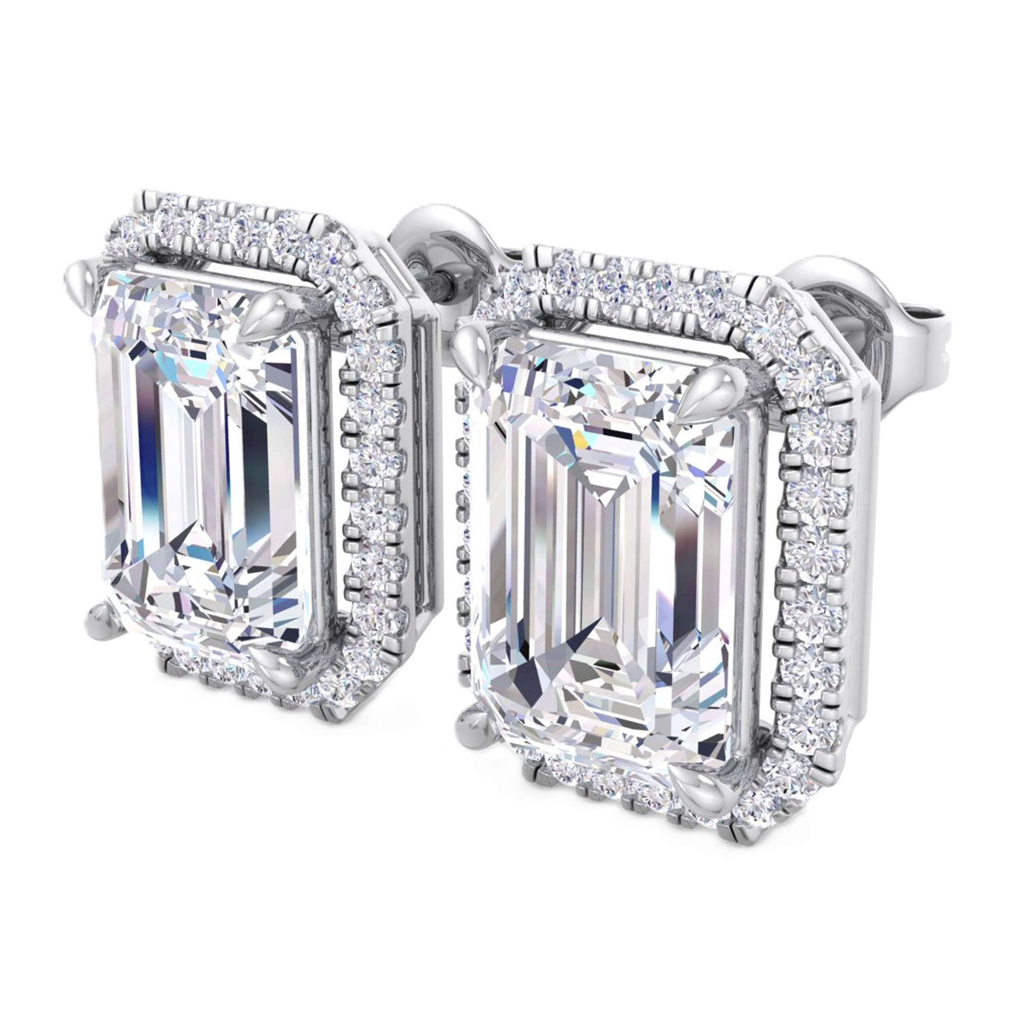 Oorbellen van 3,98 tot 6.39 karaat met hoofdsteen in vorm Emerald