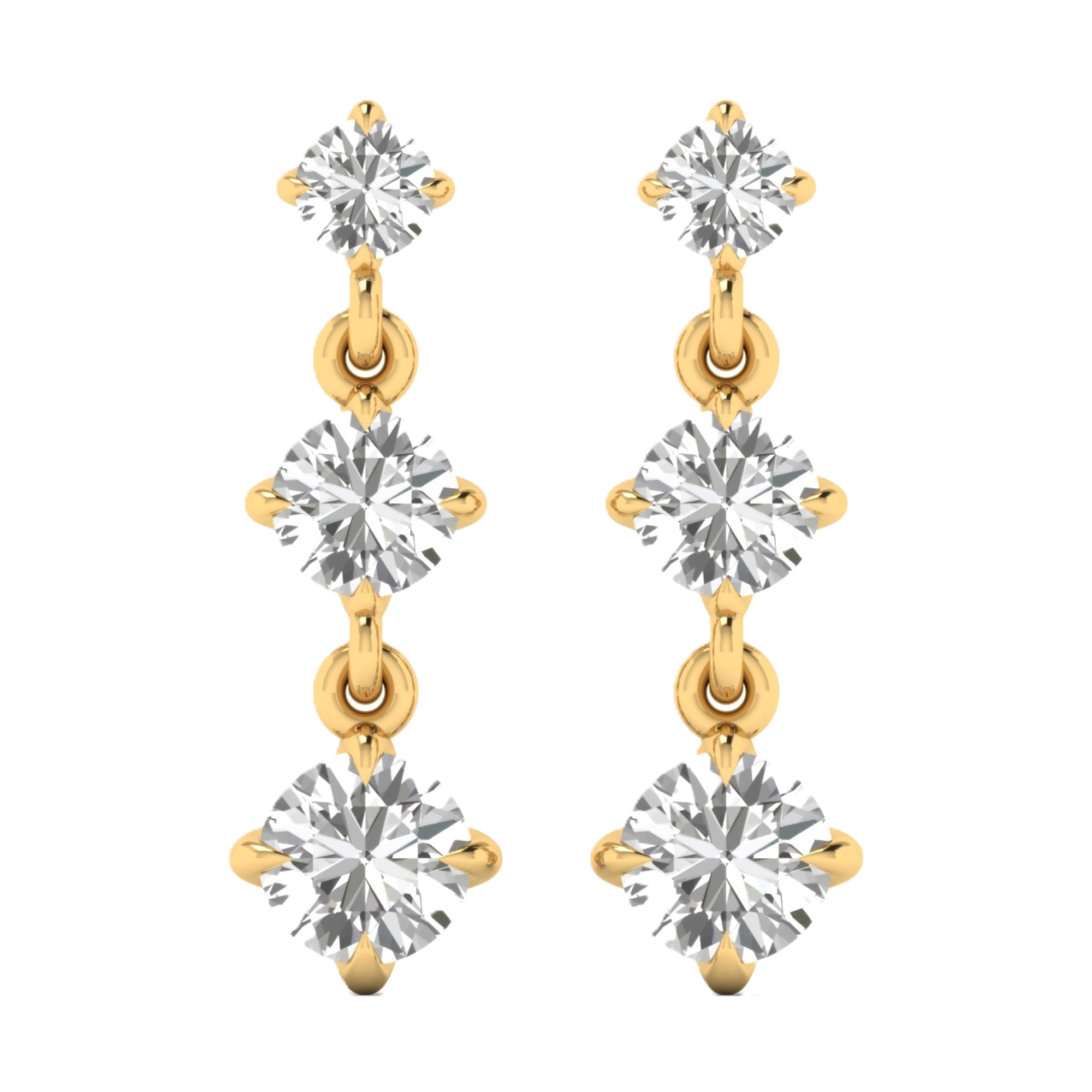 Oorbellen van 1.98 karaat met hoofdsteen in vorm Rond van 0,51 karaat - 291
