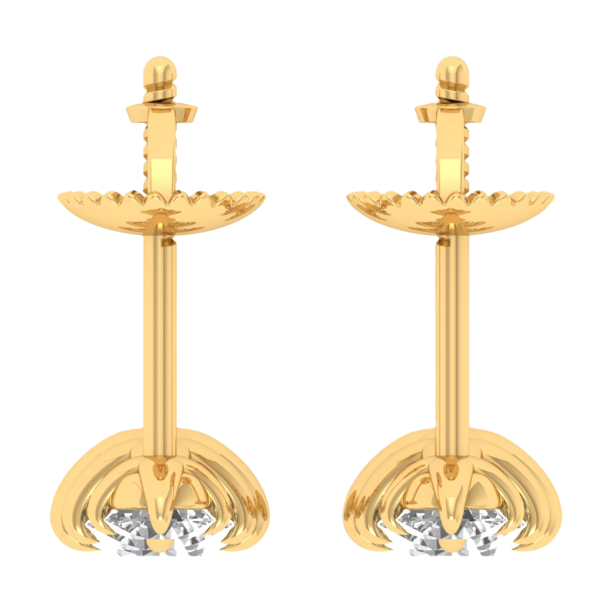 Oorbellen van 1.98 karaat met hoofdsteen in vorm Rond van 0,51 karaat - 291