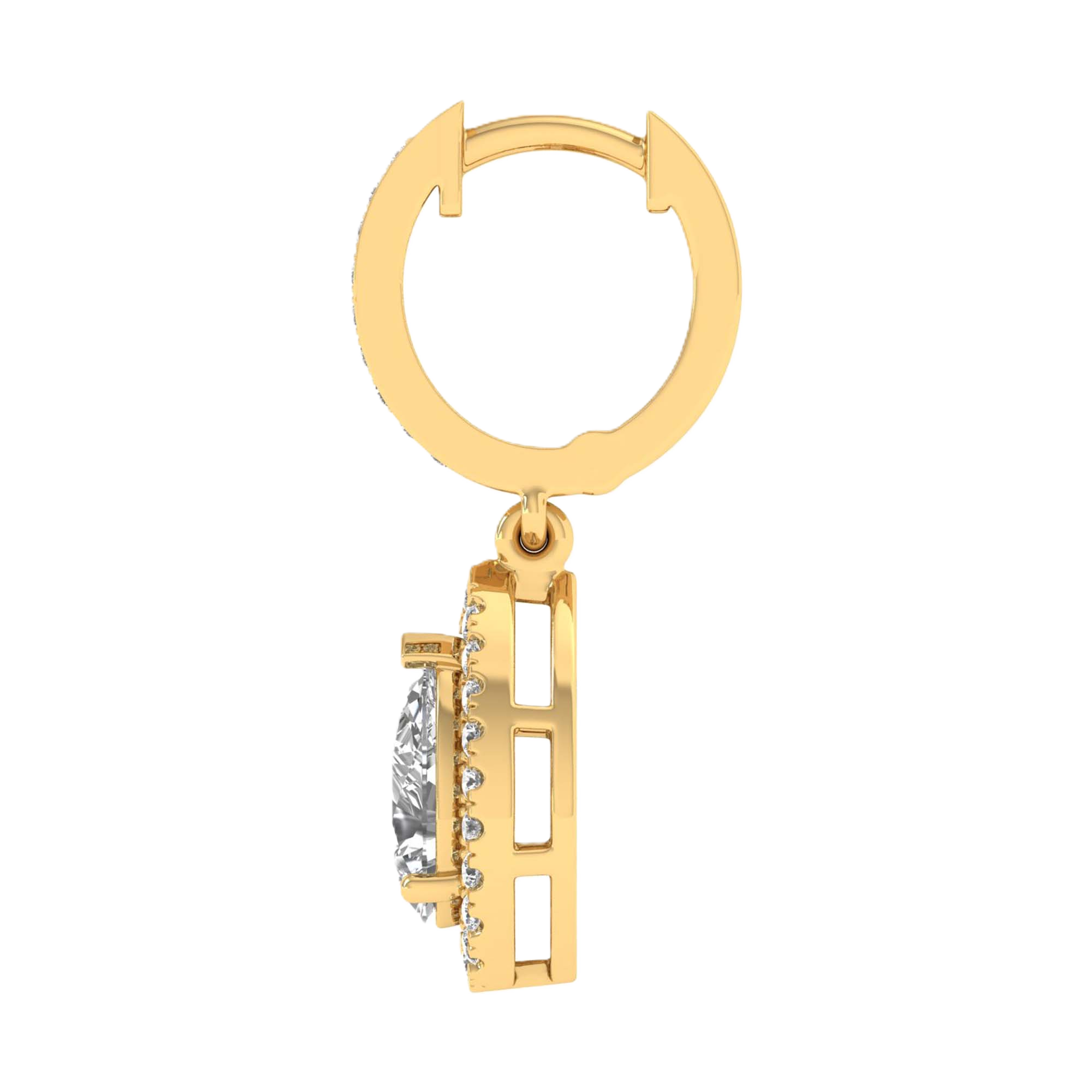 Oorbellen van 2.08 karaat met hoofdsteen in vorm Peer van 0,82 karaat - 718