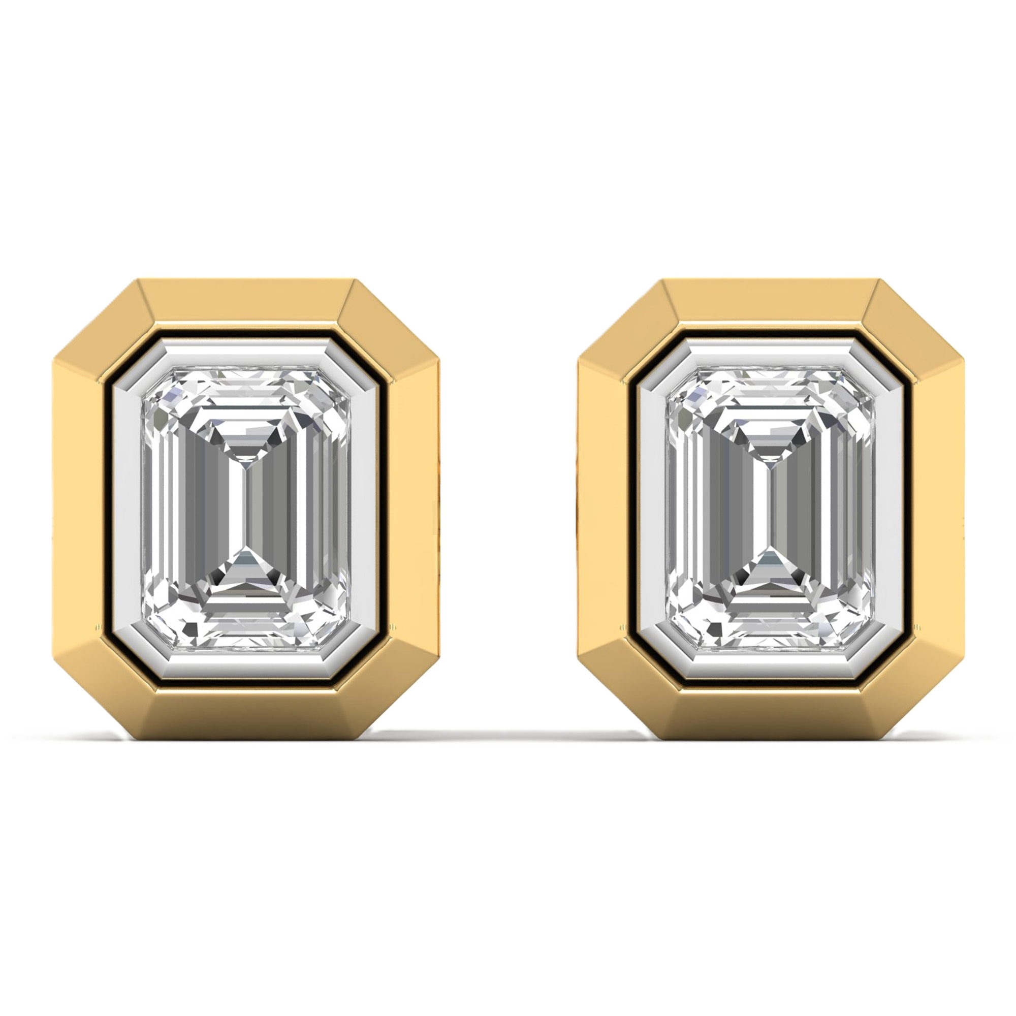 Oorbellen van 0.5 tot 2 karaat met hoofdsteen in vorm Emerald  - 012