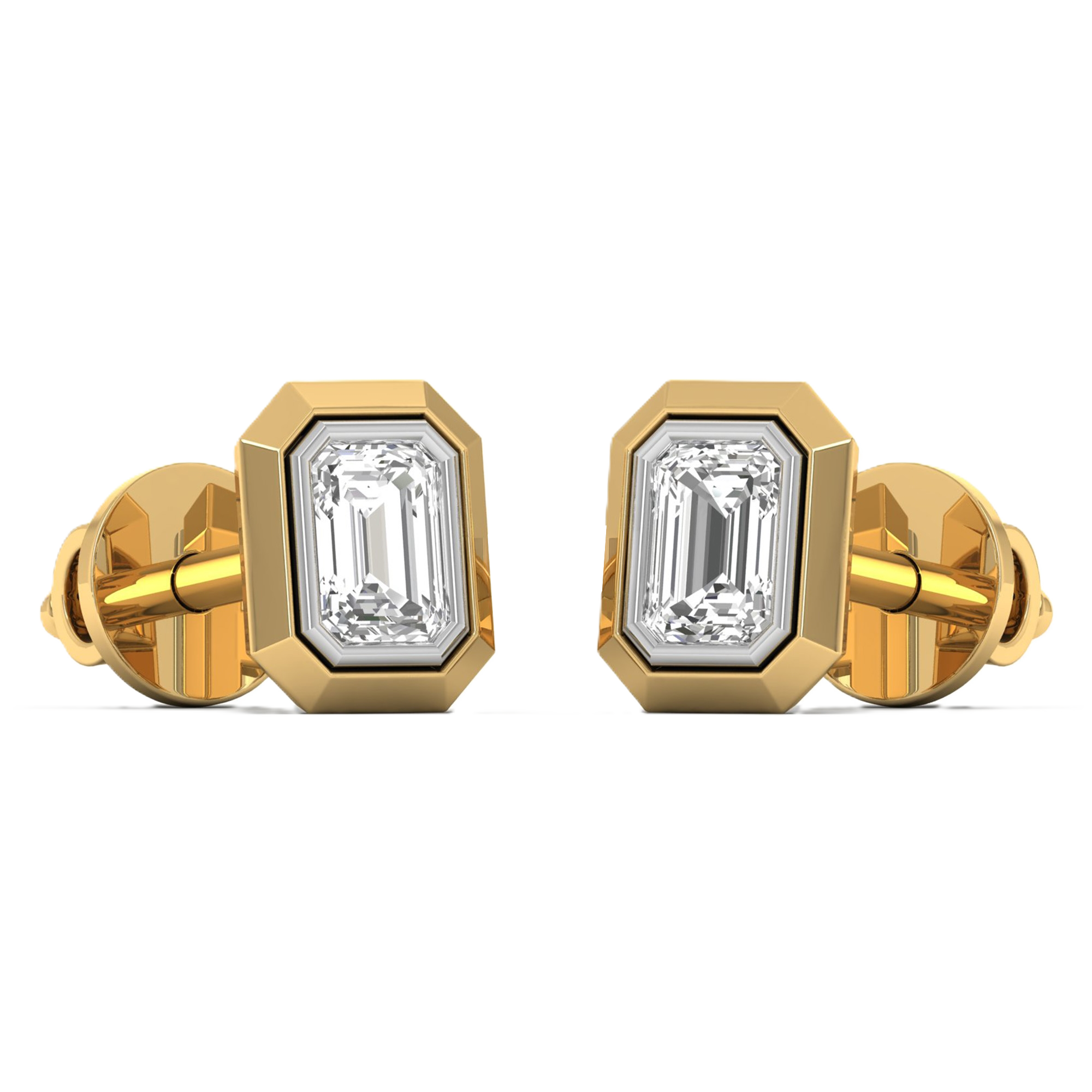 Oorbellen van 0.5 tot 2 karaat met hoofdsteen in vorm Emerald  - 012