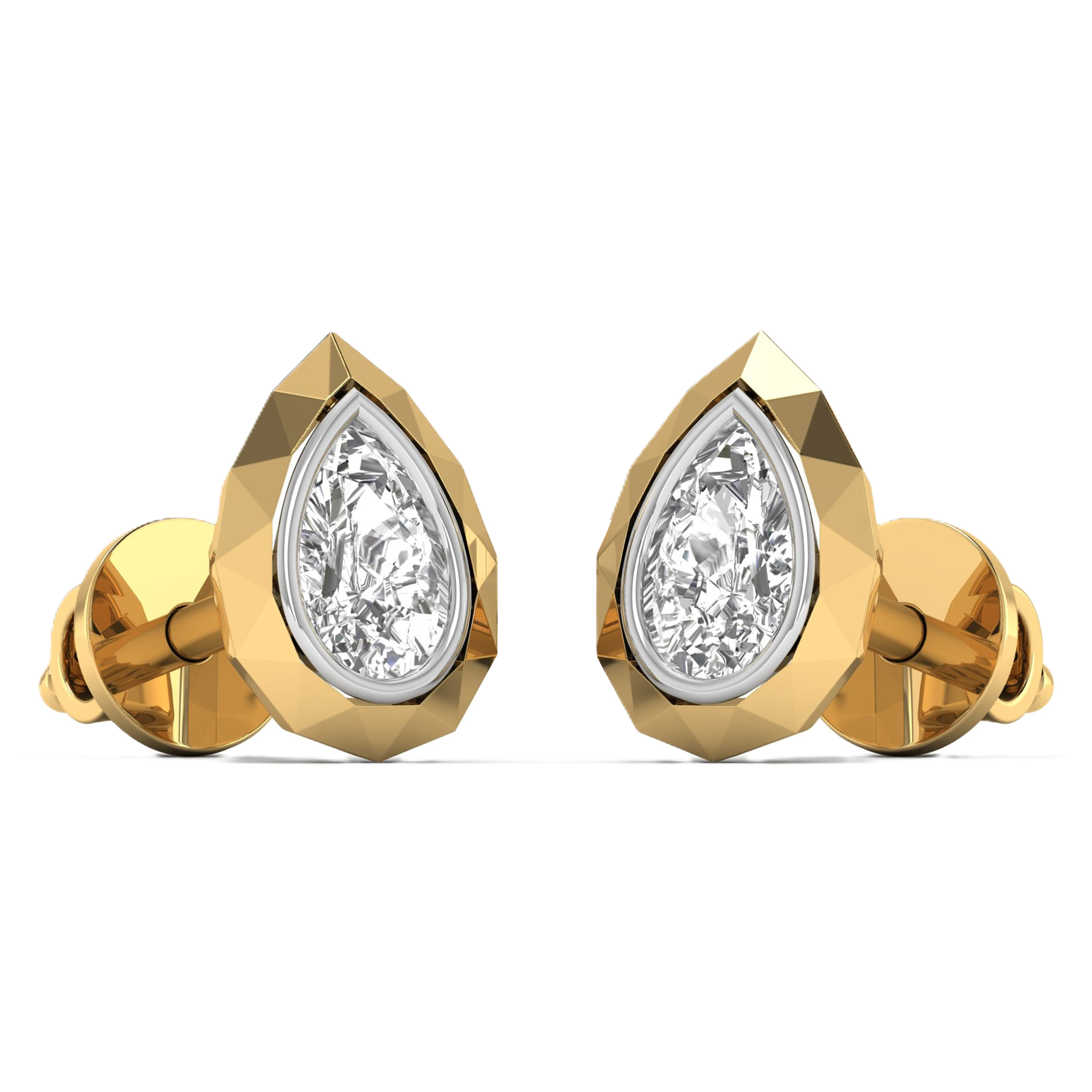 Oorbellen van 0.5 tot 2 karaat met hoofdsteen in vorm Peer - 013