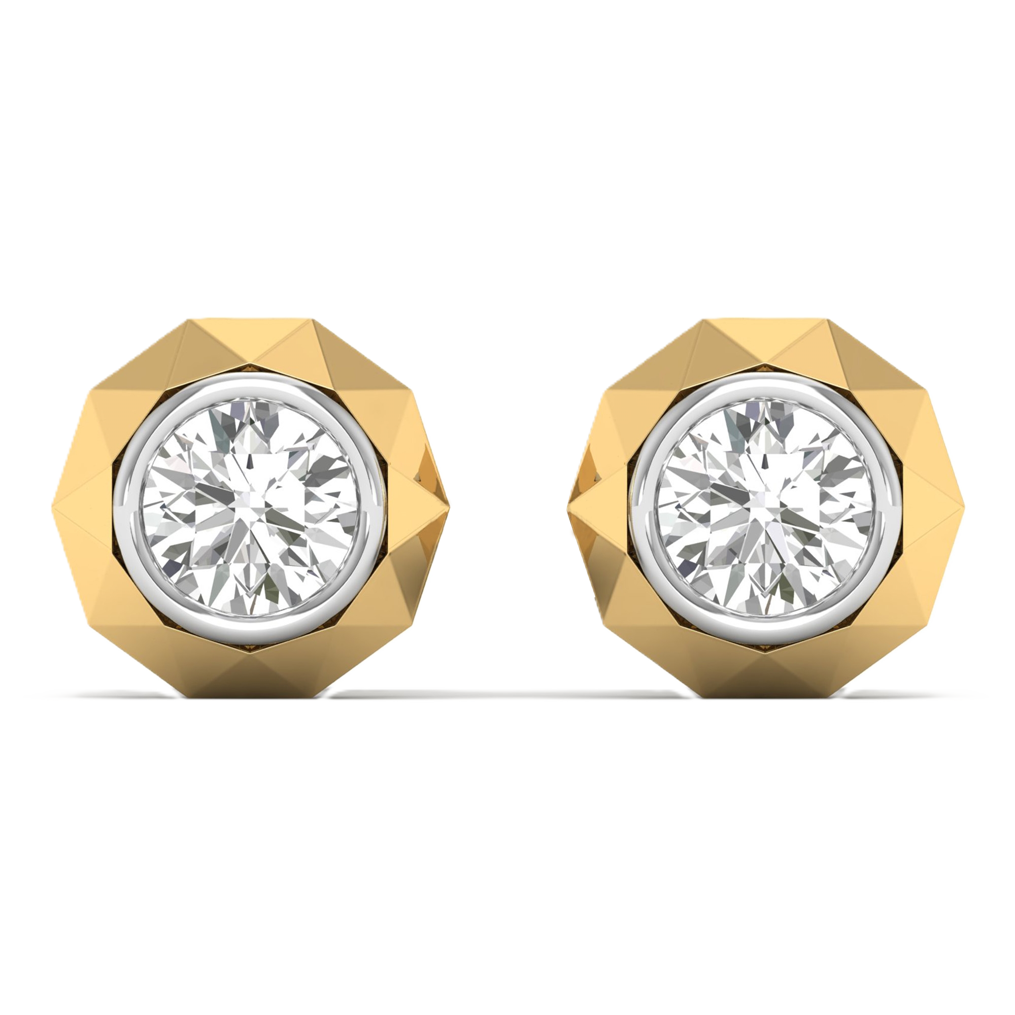 Oorbellen van 0.5 tot 2 karaat met hoofdsteen in vorm Rond - 014
