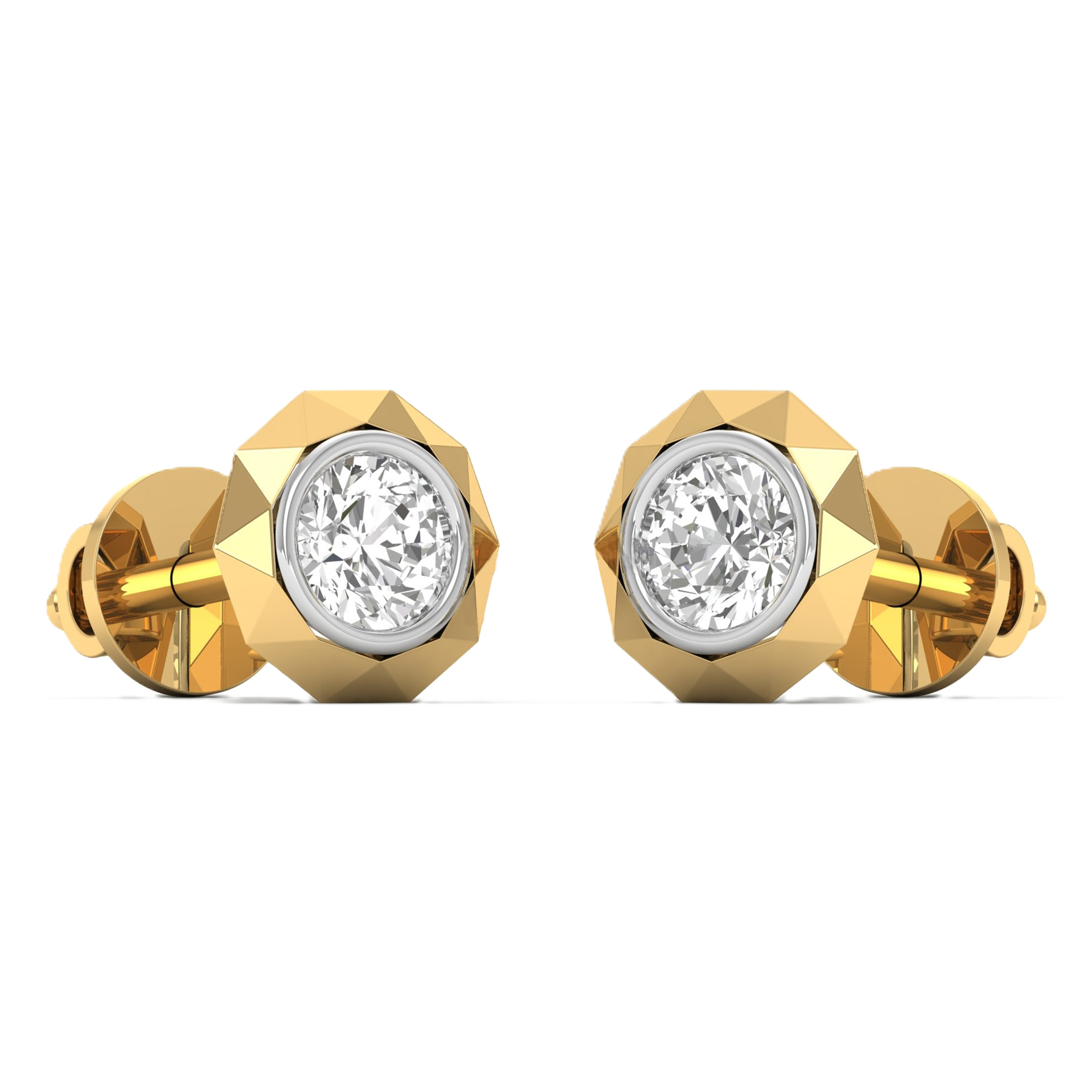 Oorbellen van 0.5 tot 2 karaat met hoofdsteen in vorm Rond - 014