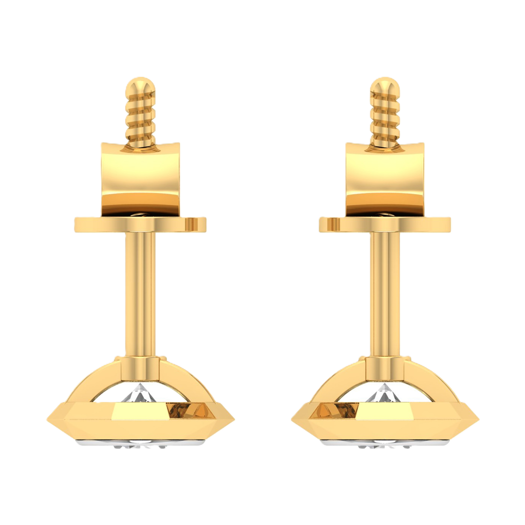Oorbellen van 0.5 tot 2 karaat met hoofdsteen in vorm Rond - 014