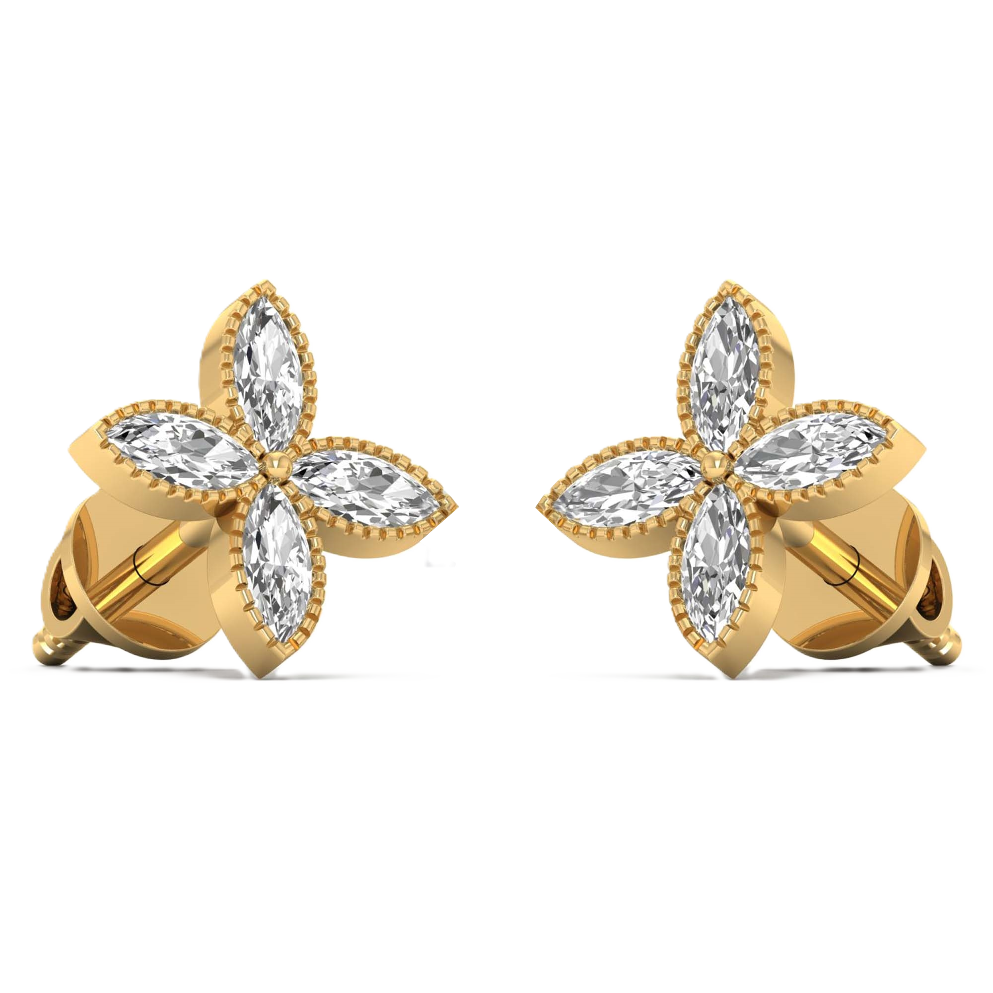 Oorbellen van 0.84 karaat met hoofdsteen in vorm Markies van 0,11 karaat - 026