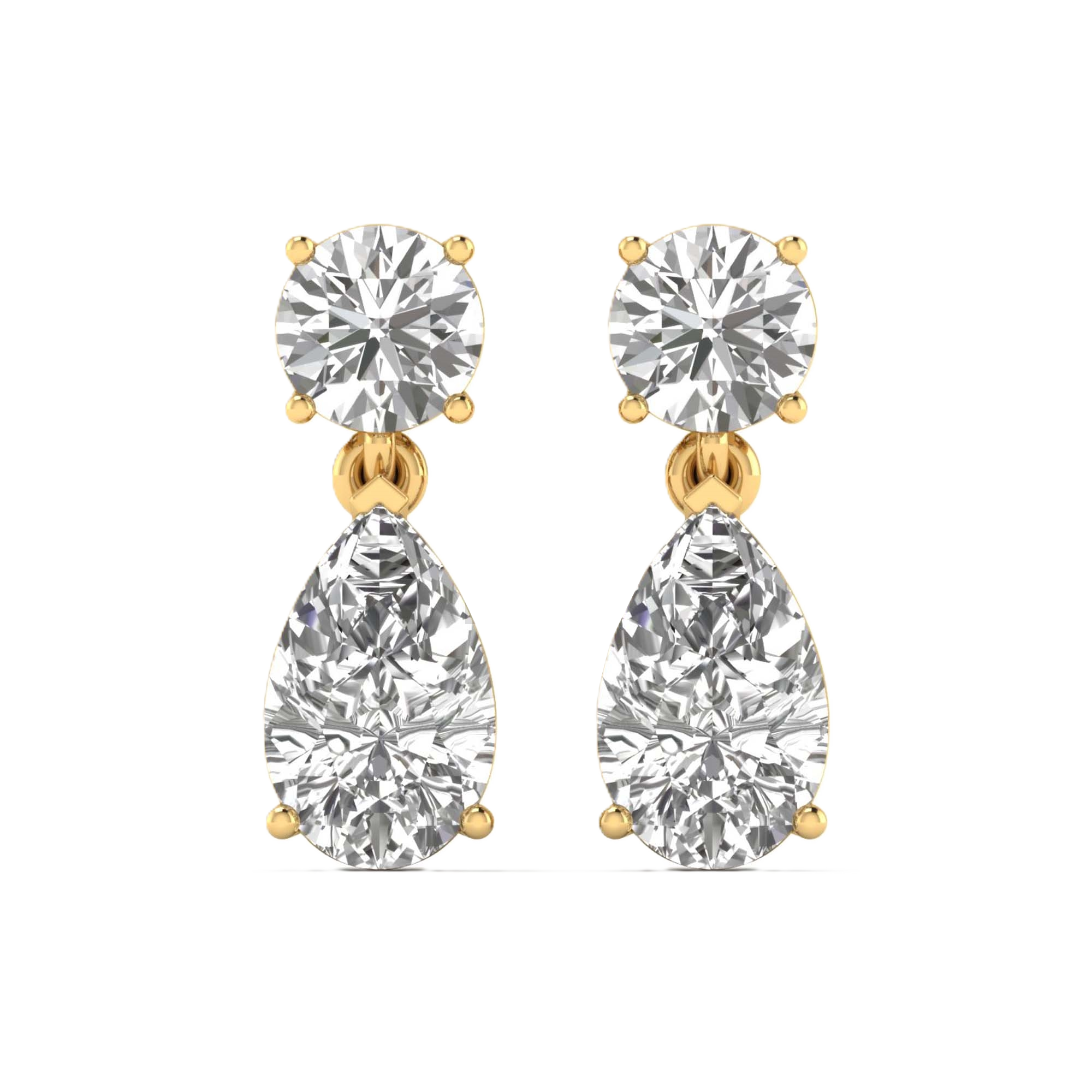 Oorbellen van 3 karaat met hoofdsteen in vorm Peer van 1 karaat - 104