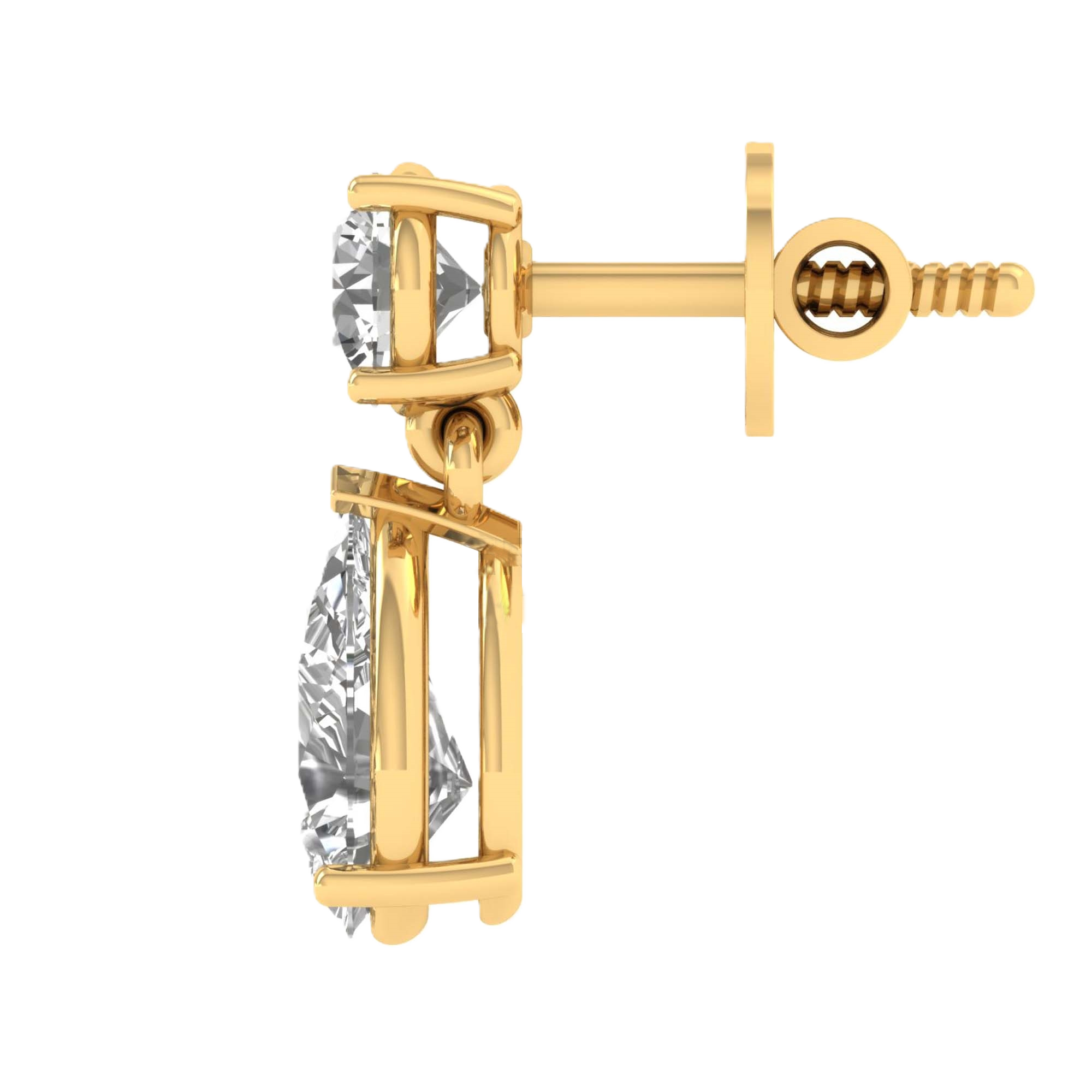 Oorbellen van 3 karaat met hoofdsteen in vorm Peer van 1 karaat - 104