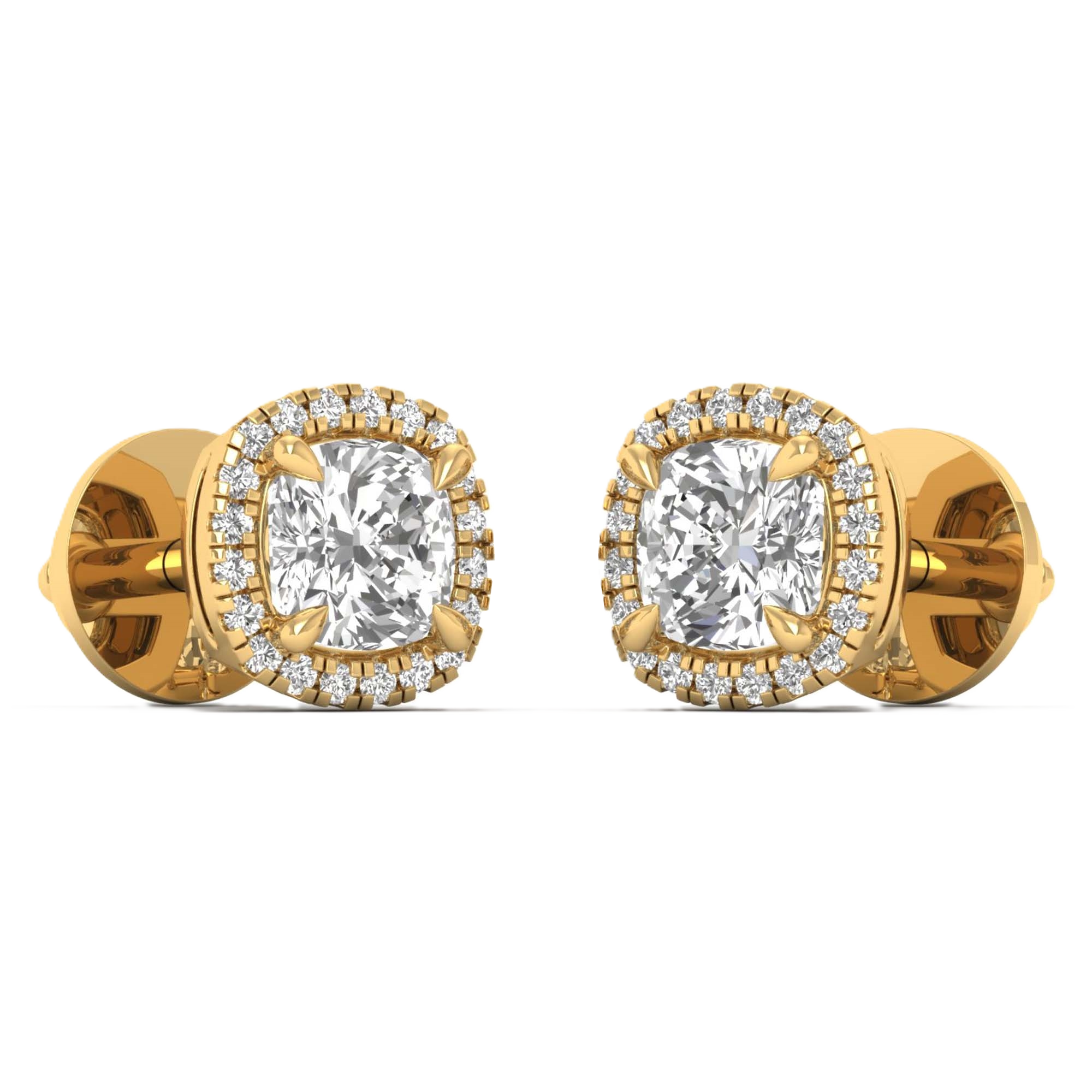 Oorbellen van 1.16 tot 5,57 karaat met hoofdsteen in vorm Cushion