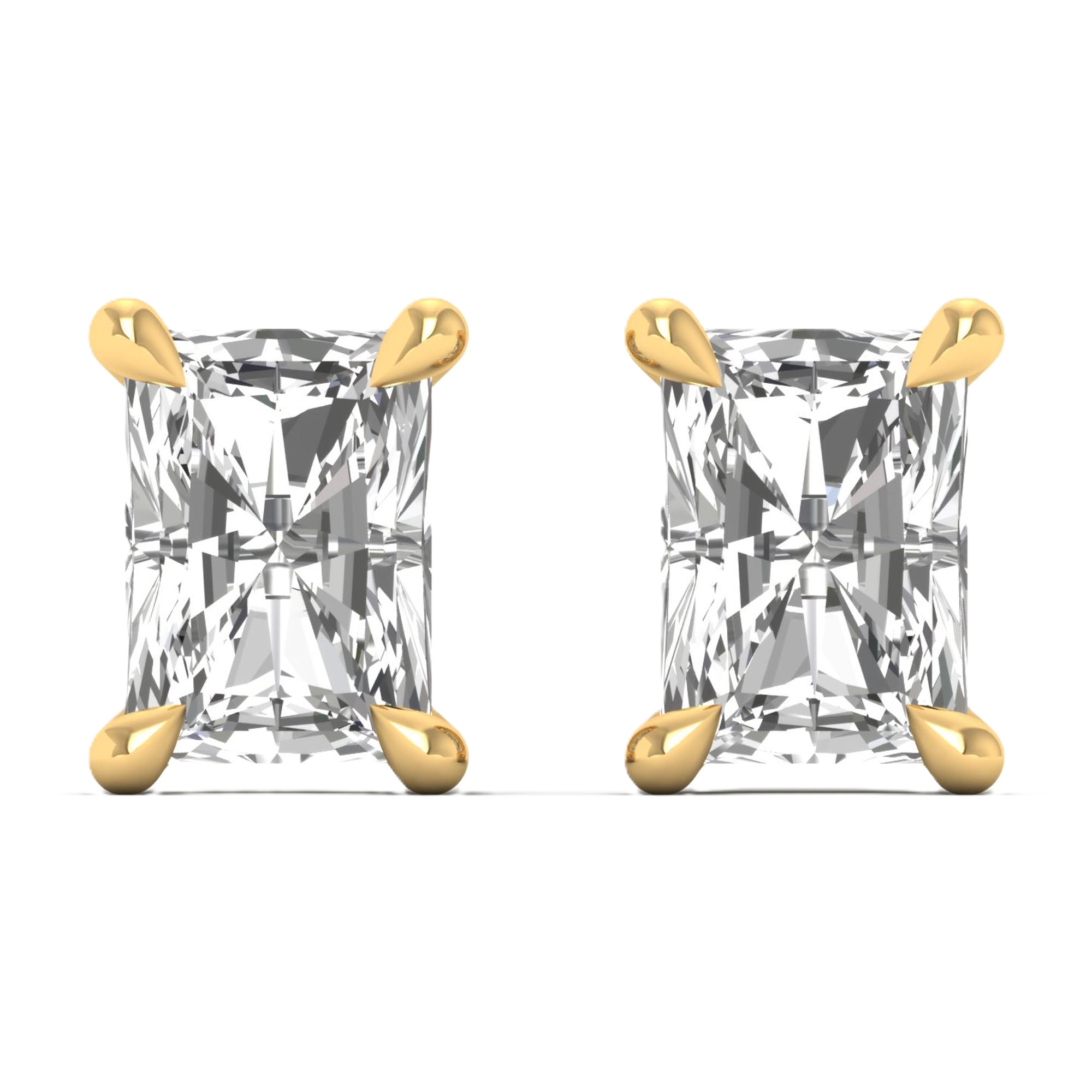 Oorbellen van 1 tot 5 karaat met hoofdsteen in vorm Radiant