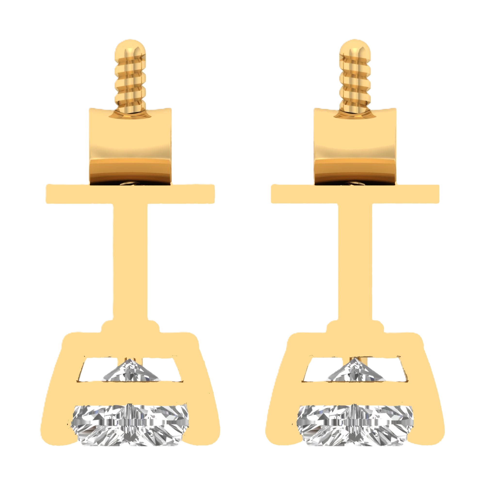 Oorbellen van 0.5 tot 5 karaat met hoofdsteen in vorm Hart - 210