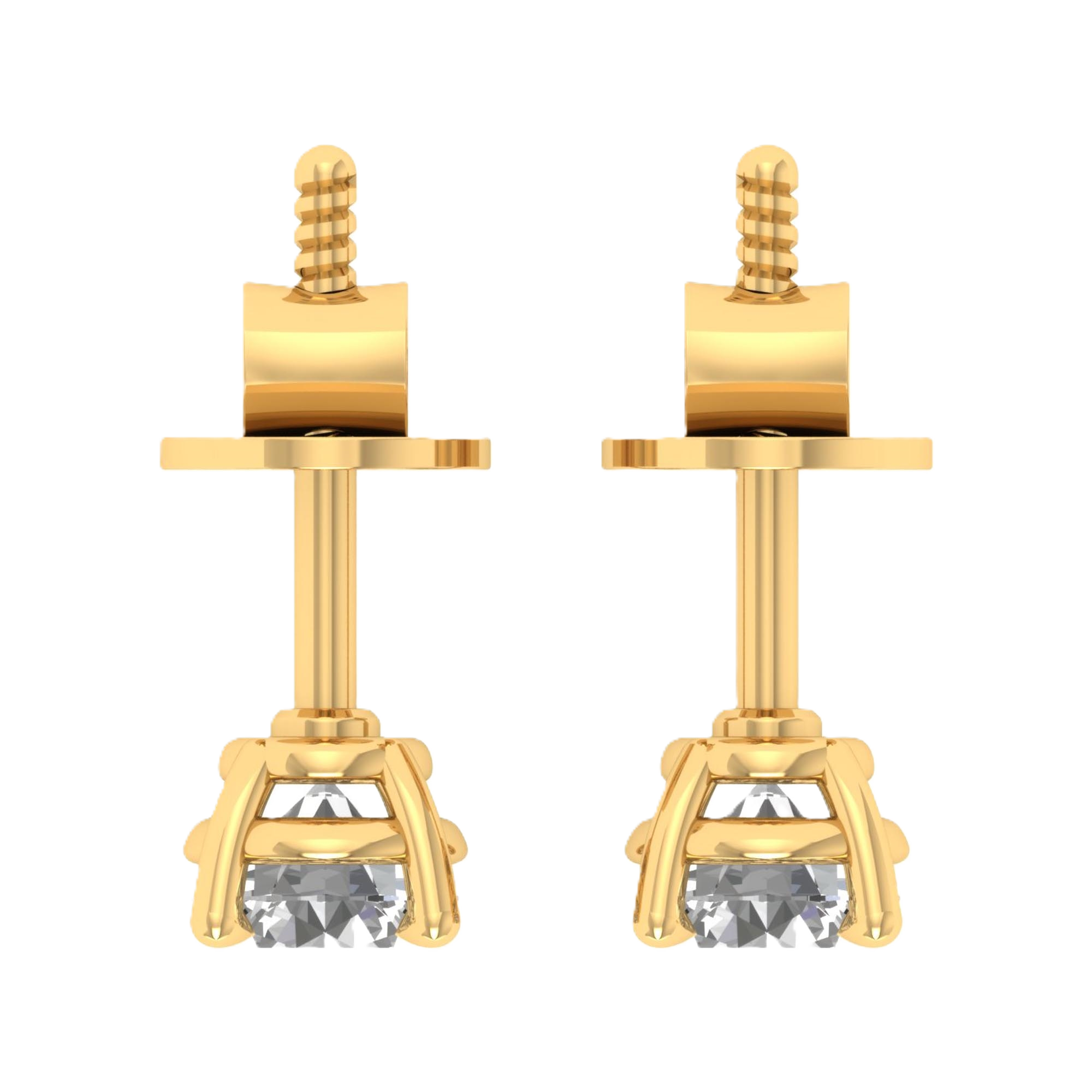 Stud oorbellen 4 poots van 0.5 tot 5 karaat met hoofdsteen in vorm briljant