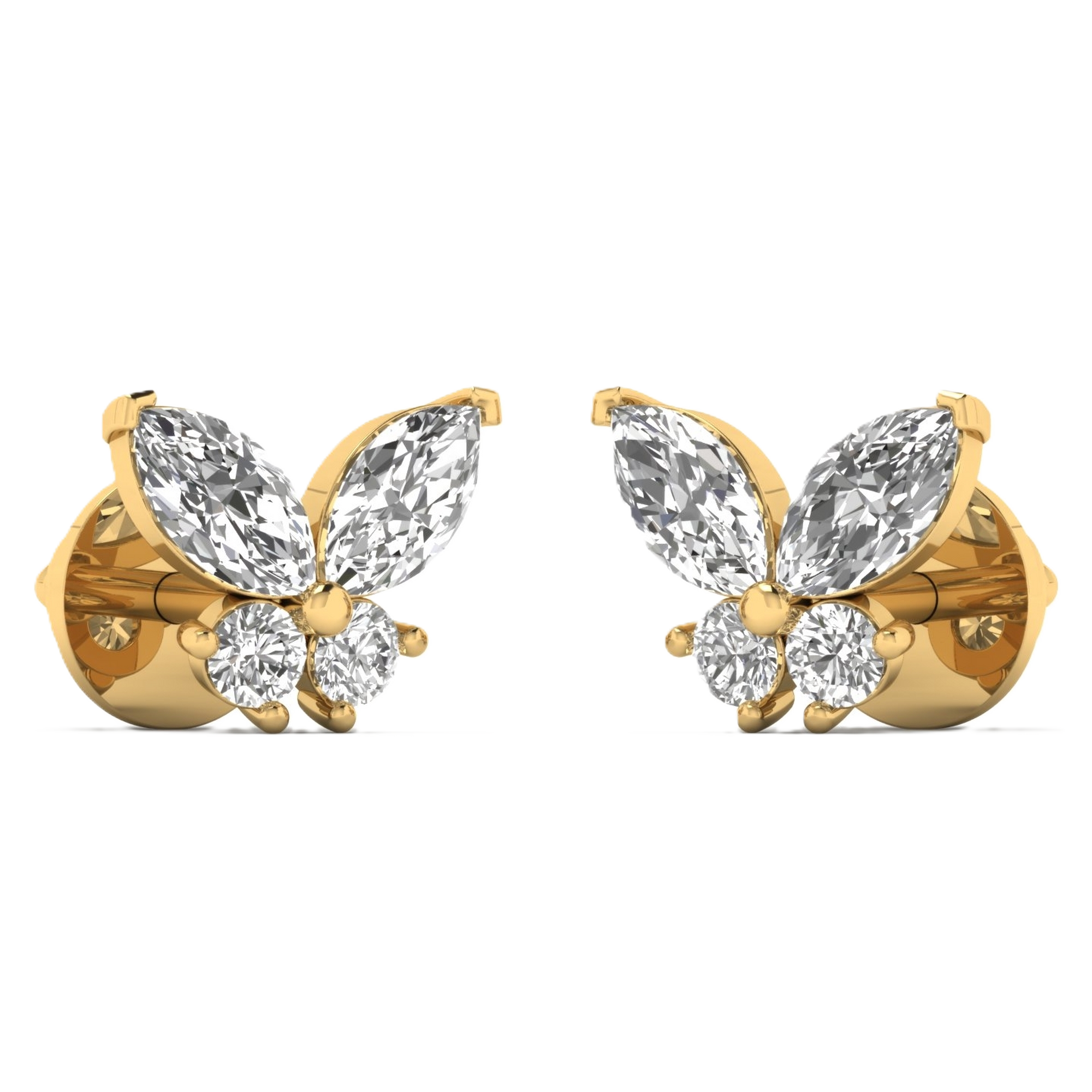 Oorbellen van 1.07 karaat met hoofdsteen in vorm Markies van 0,21 karaat - 456