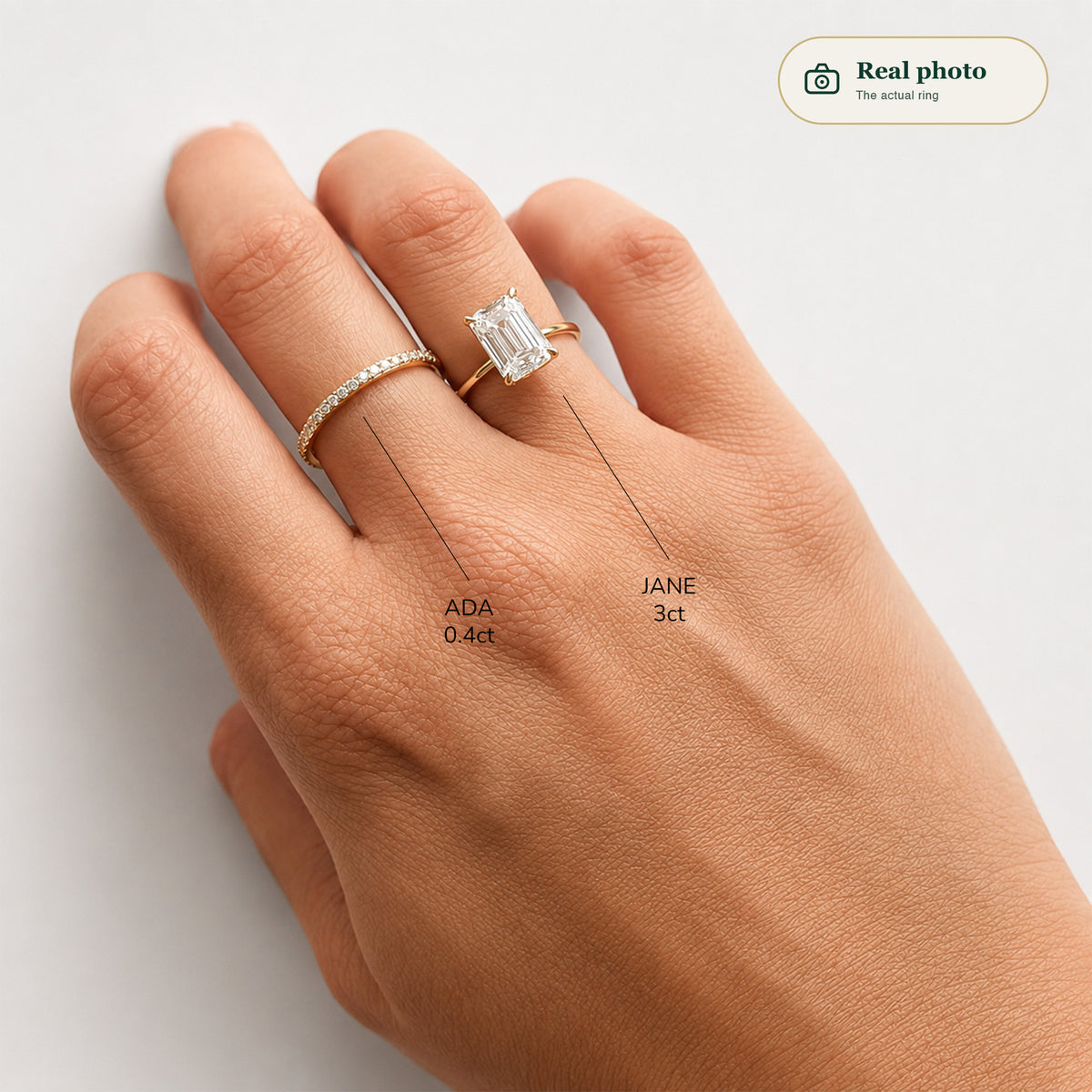 Jane Diamanten Solitaire Ring Emerald - 1ct tot 3ct