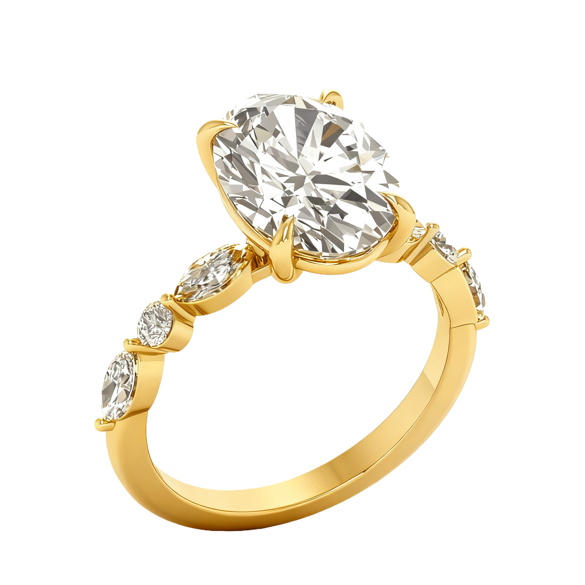 Zazu Diamanten Solitaire met Markies & Briljanten side stones - 5.7CT