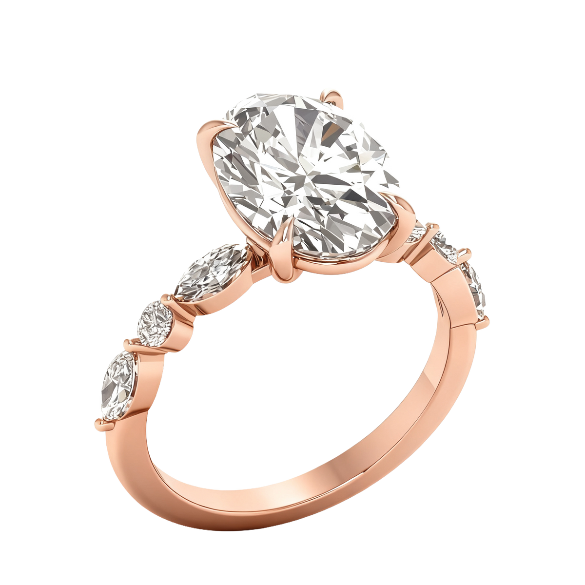 Zazu Diamanten Solitaire met Markies & Briljanten side stones - 5.7CT