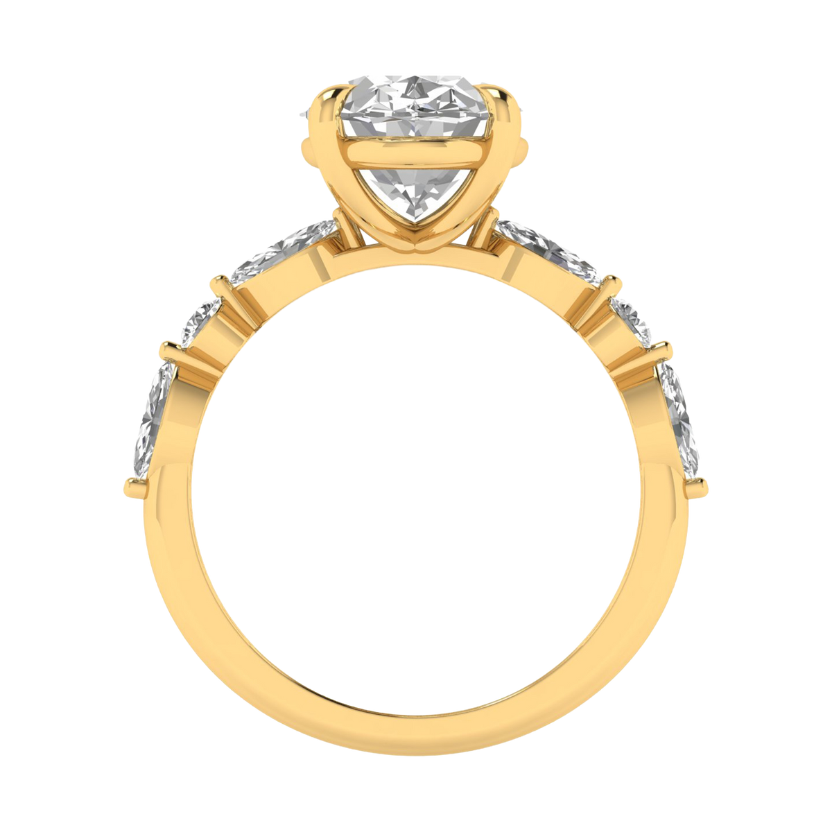 Zazu Diamanten Solitaire met Markies & Briljanten side stones - 5.7CT