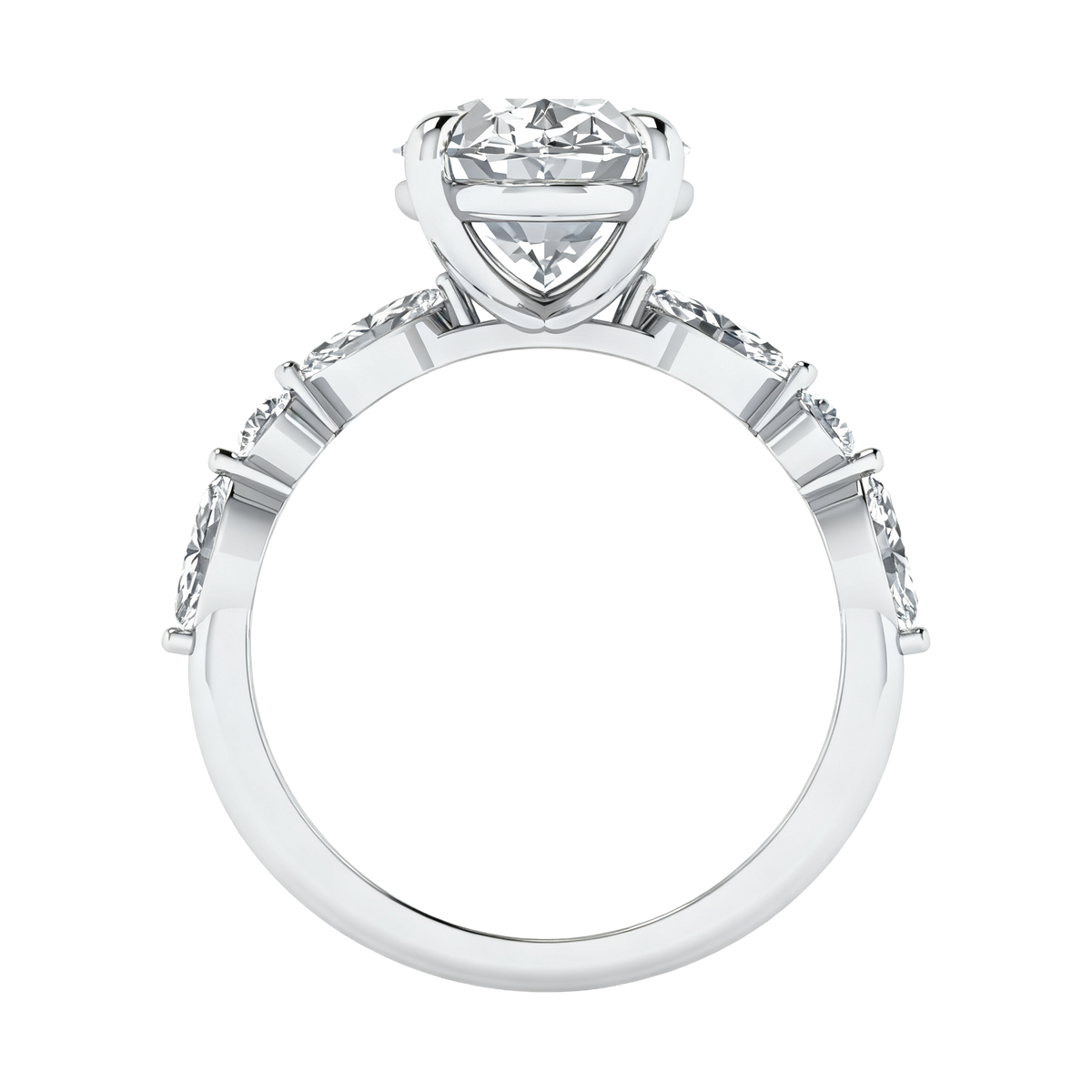 Zazu Diamanten Solitaire met Markies & Briljanten side stones - 5.7CT