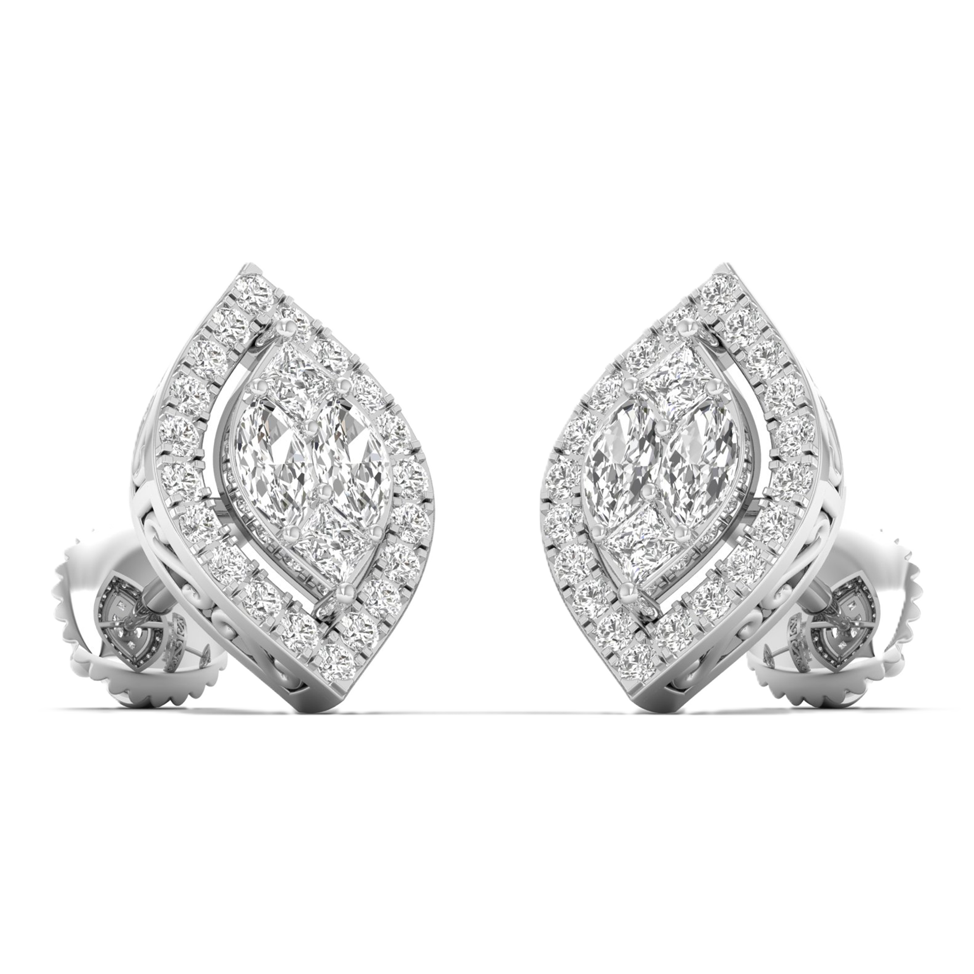 Oorbellen van 0.92 karaat met hoofdsteen in vorm Markies van 0,0925 karaat - 132